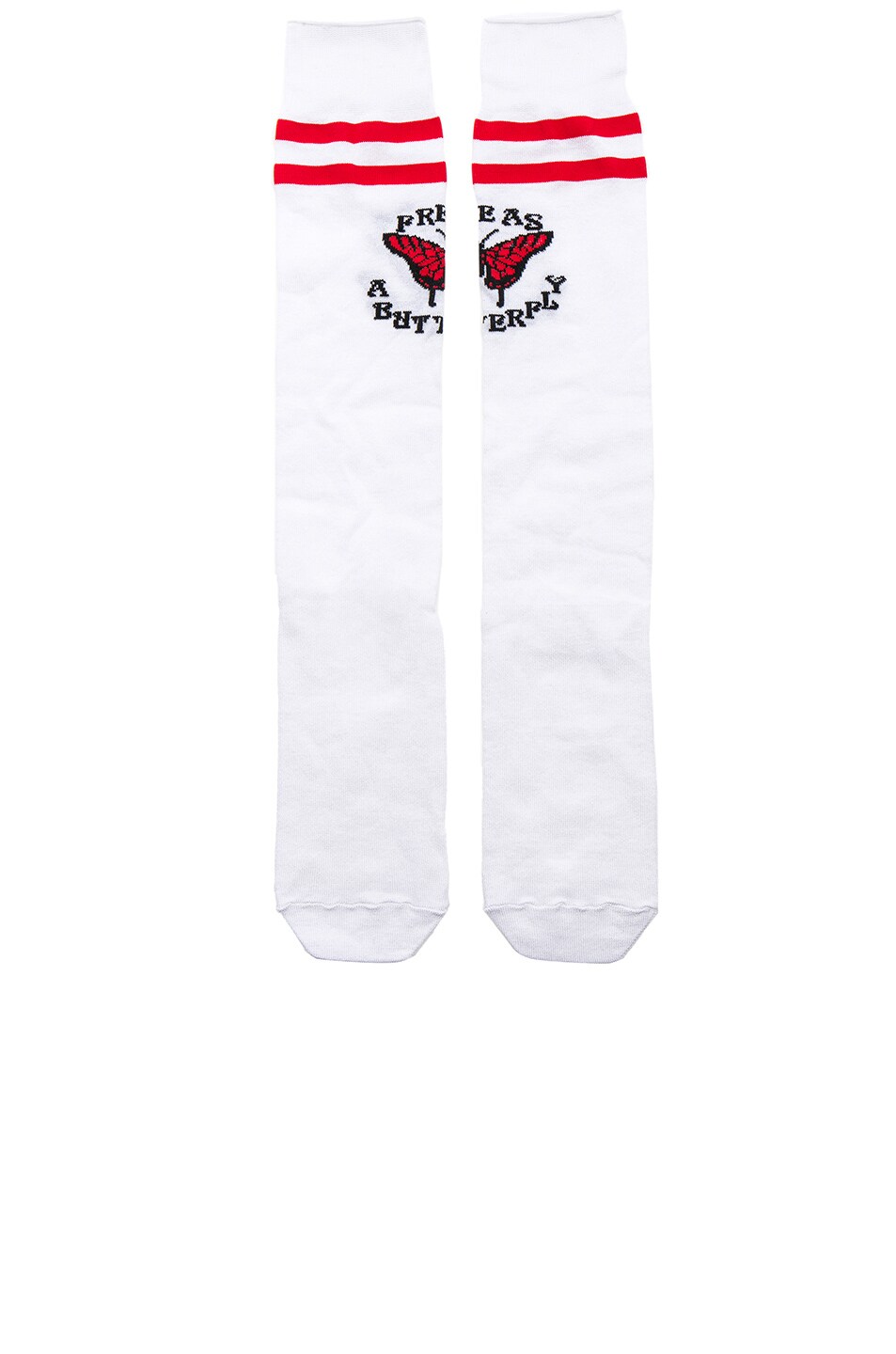 Image 1 of OFF-WHITE Butterfly Long Socks in White & Red
