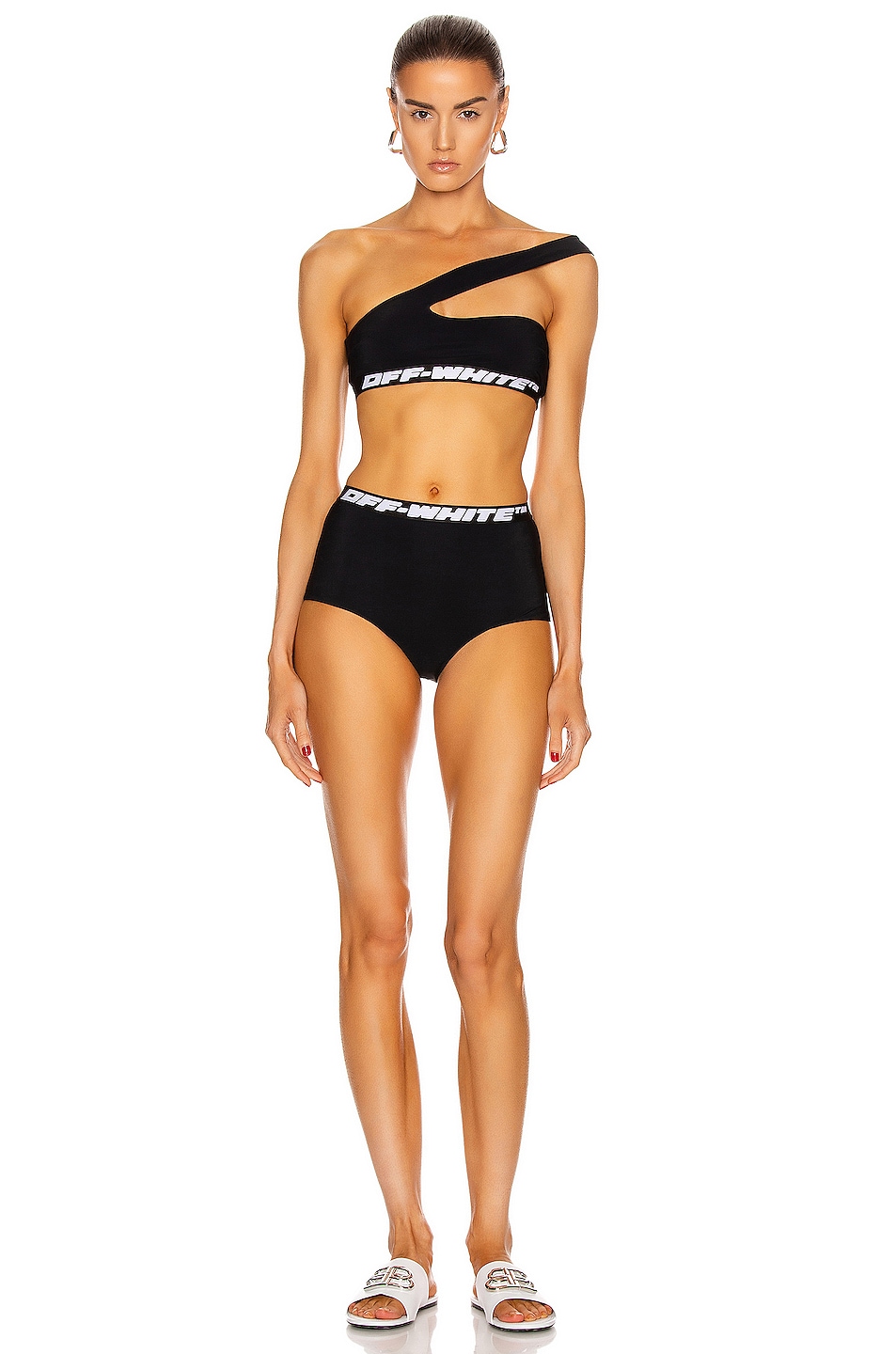 Image 1 of OFF-WHITE Shoulder Off Bikini Set in Black