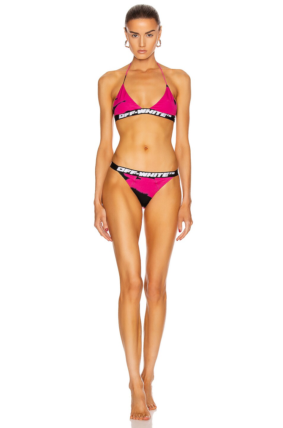 Image 1 of OFF-WHITE Tiger Dye Triangle Bikini Set in Fuchsia