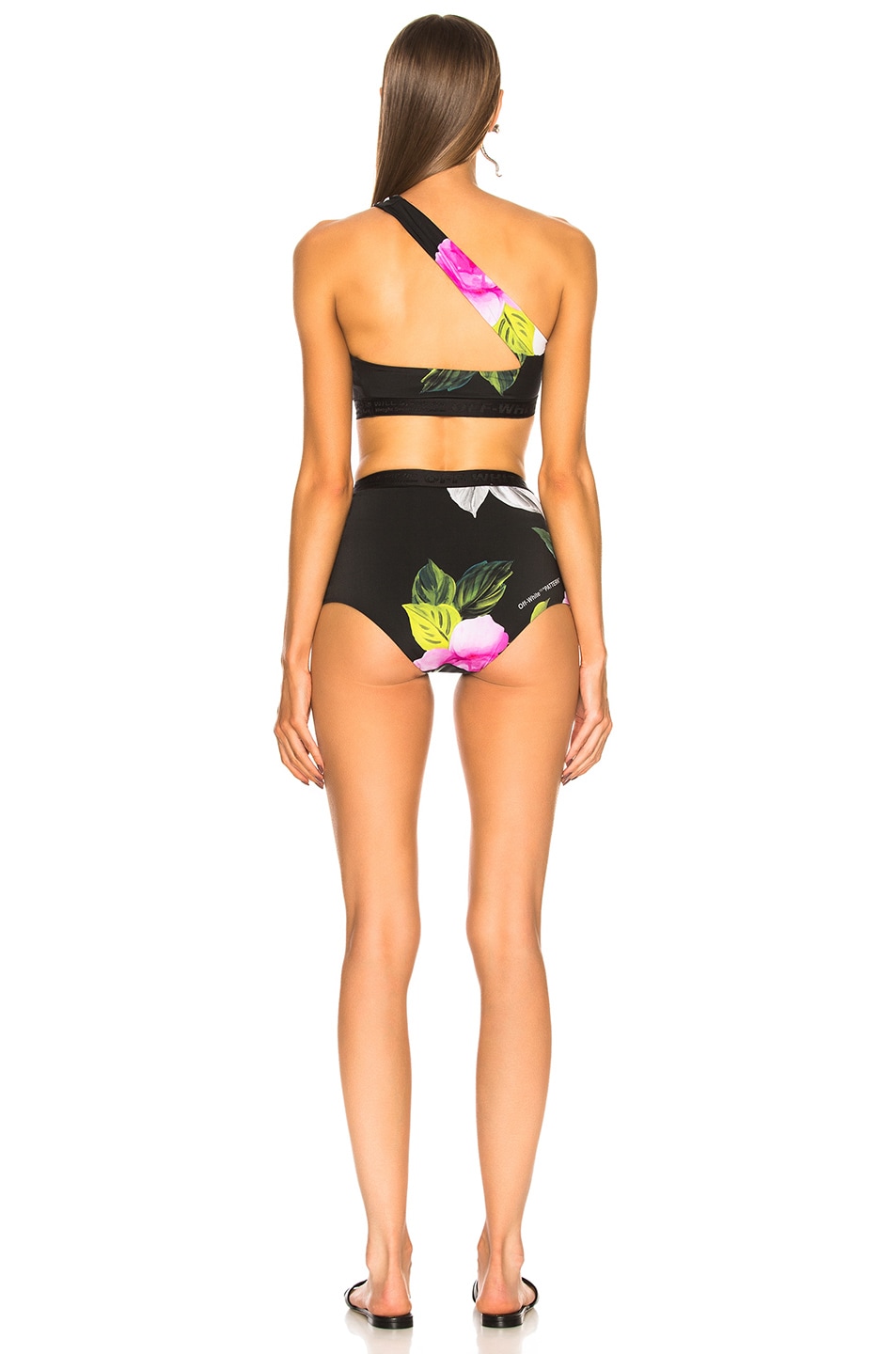 Off White Floral One Shoulder Bikini Set In Multicolor Fwrd