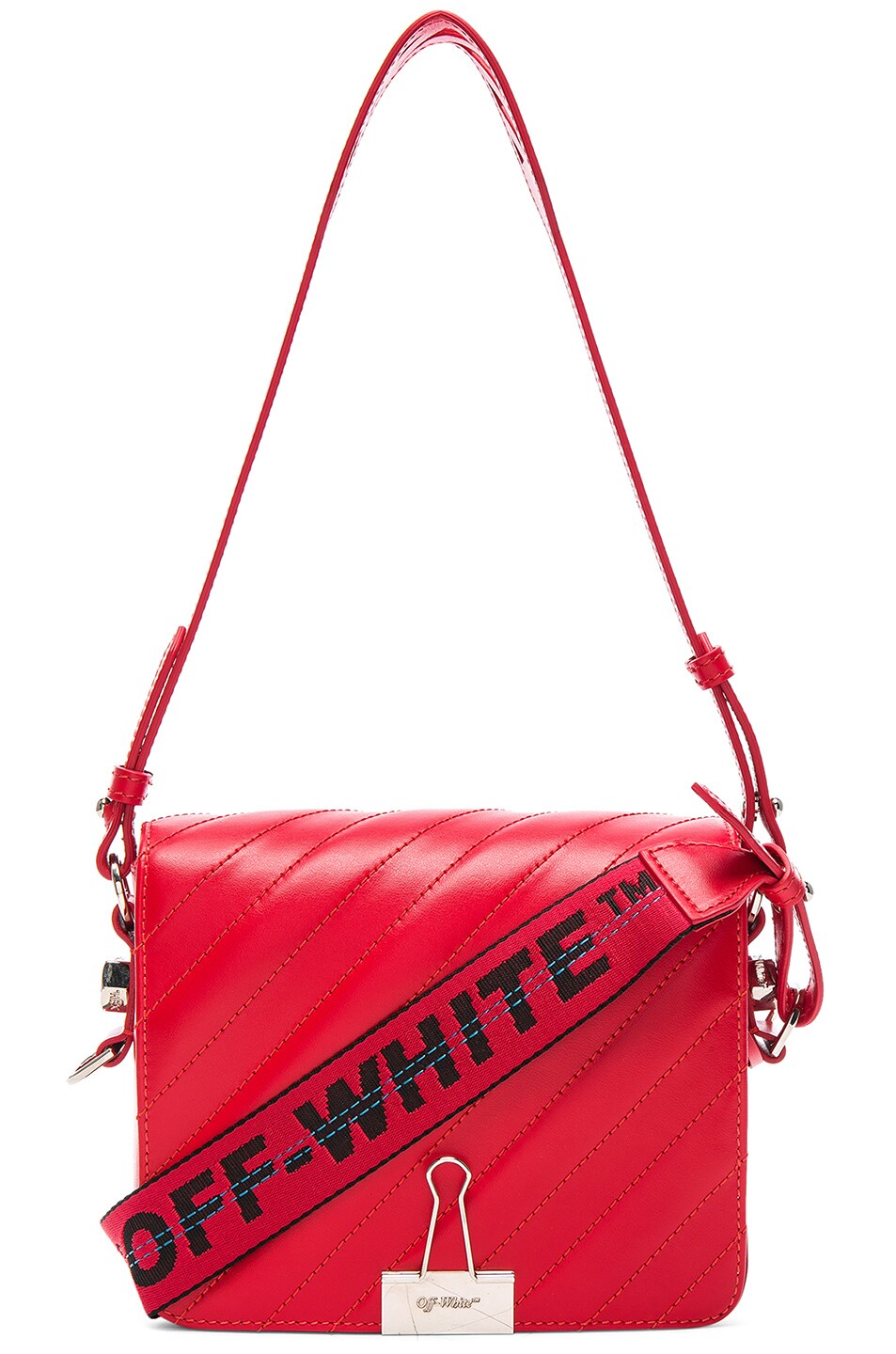 Image 1 of OFF-WHITE Diagonal Padded Flap Bag in Red