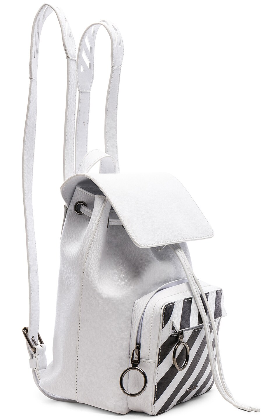 OFF-WHITE Mini Diagonal Backpack in White & Black | FWRD