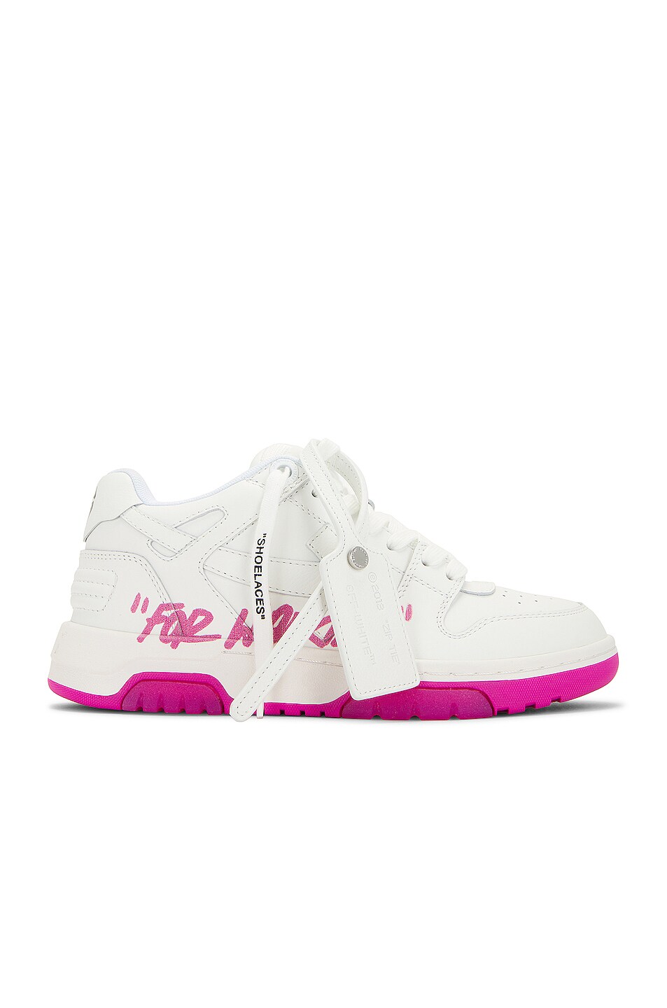 Image 1 of OFF-WHITE Out Of Office "For Walking" Sneaker in White & Fuchsia