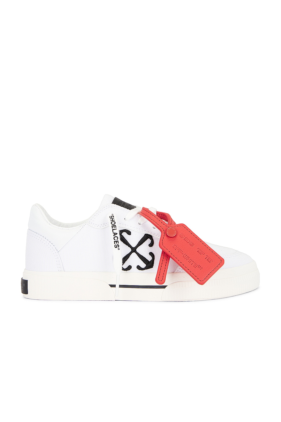Image 1 of OFF-WHITE New Low Vulcanized Canvas Sneaker in White & Black