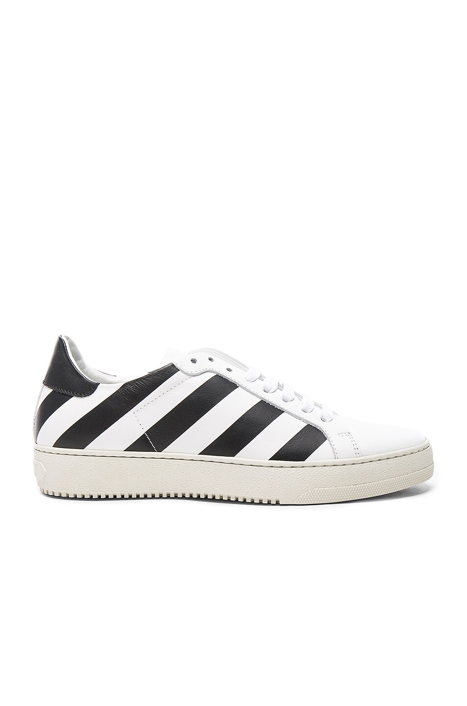 Image 1 of OFF-WHITE Classic Diagonals Leather Sneakers in Black & White
