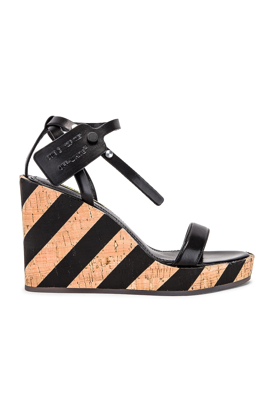 Image 1 of OFF-WHITE Striped Wedge Sandal in Black