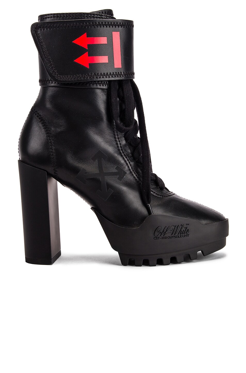 Image 1 of OFF-WHITE Heeled Moto Wrap Boot in Black