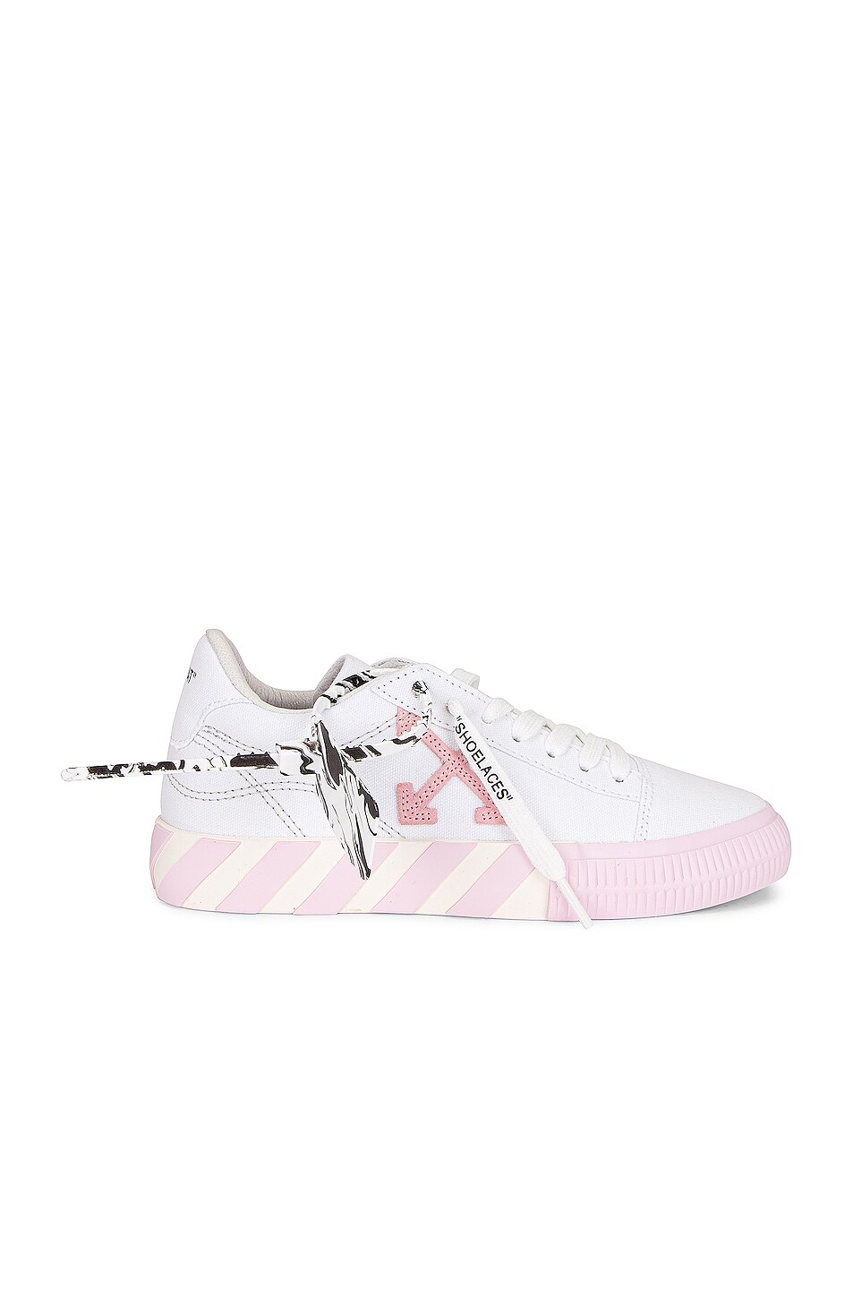 Image 1 of OFF-WHITE Low Vulcanized Canvas Sneaker in White & Pink