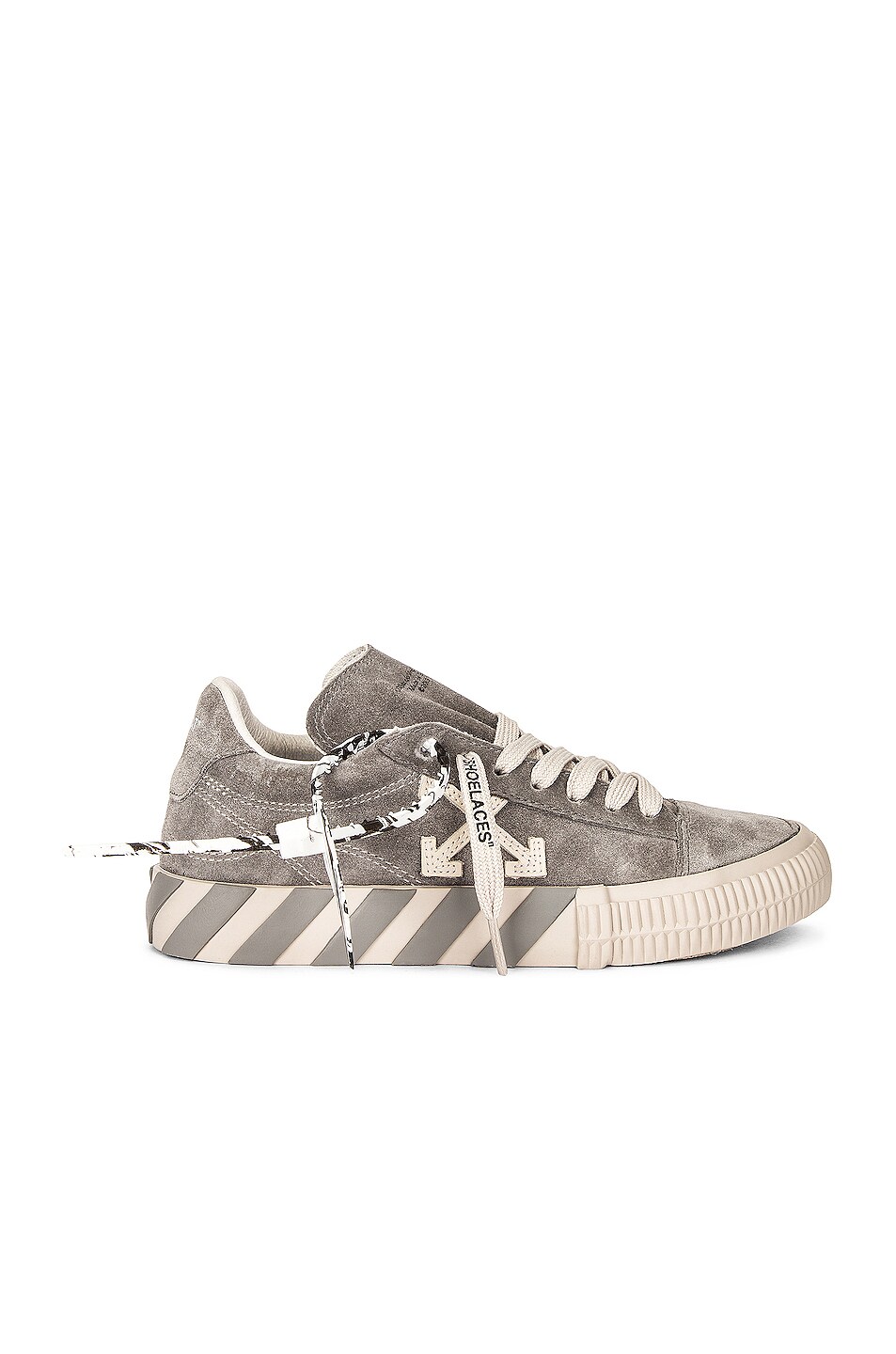 Image 1 of OFF-WHITE Low Vulcanized Leather Sneaker in Grey & White