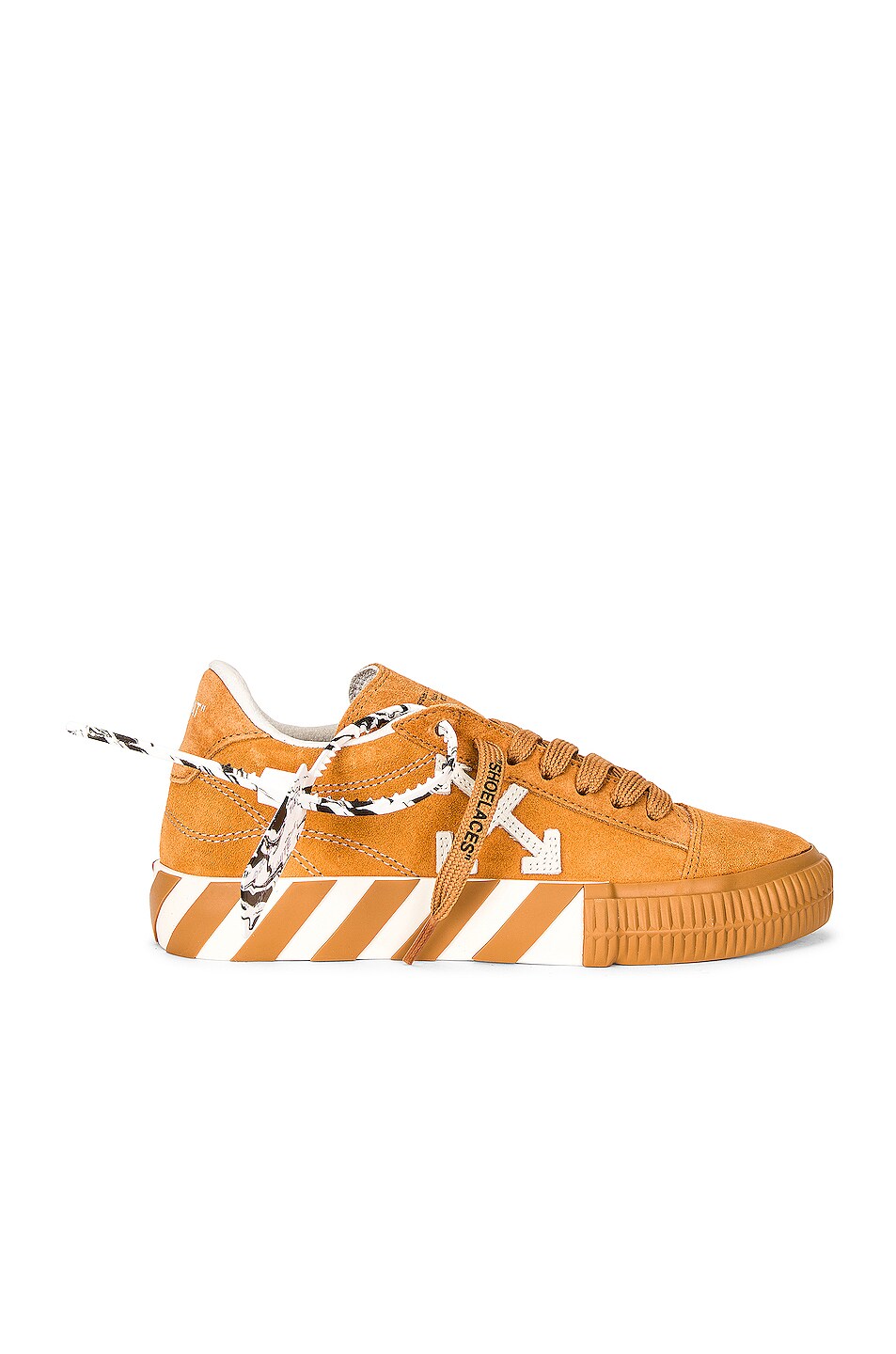 Image 1 of OFF-WHITE Low Vulcanized Leather Sneaker in Orange & White