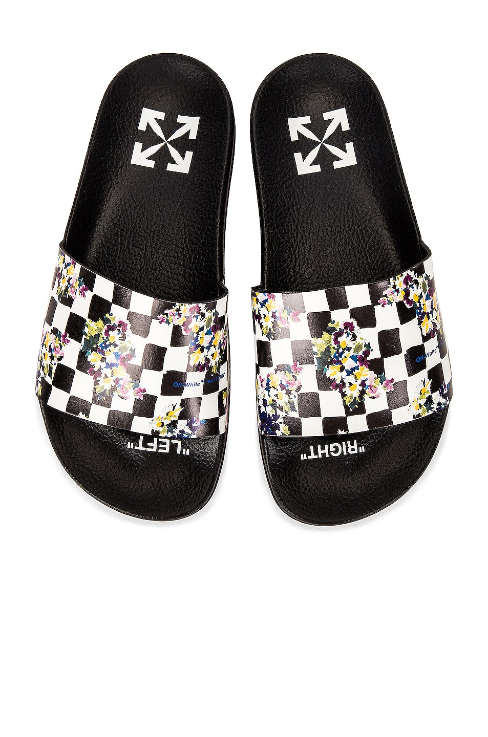 Image 1 of OFF-WHITE Printed Check Pool Slide in Black & White