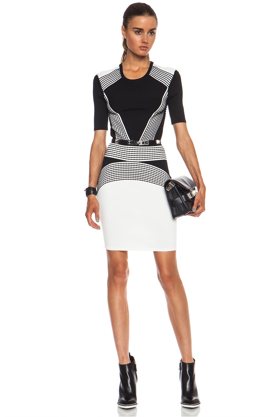 Image 1 of Ohne Titel Stripe Rayon-Blend Dress in Black & White