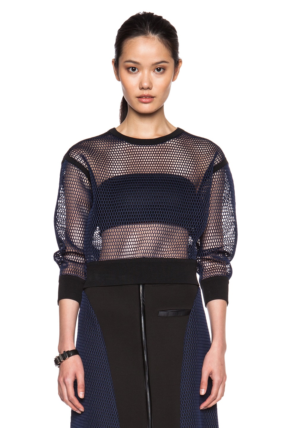 Image 1 of Ohne Titel Mesh Pullover in Black & Navy