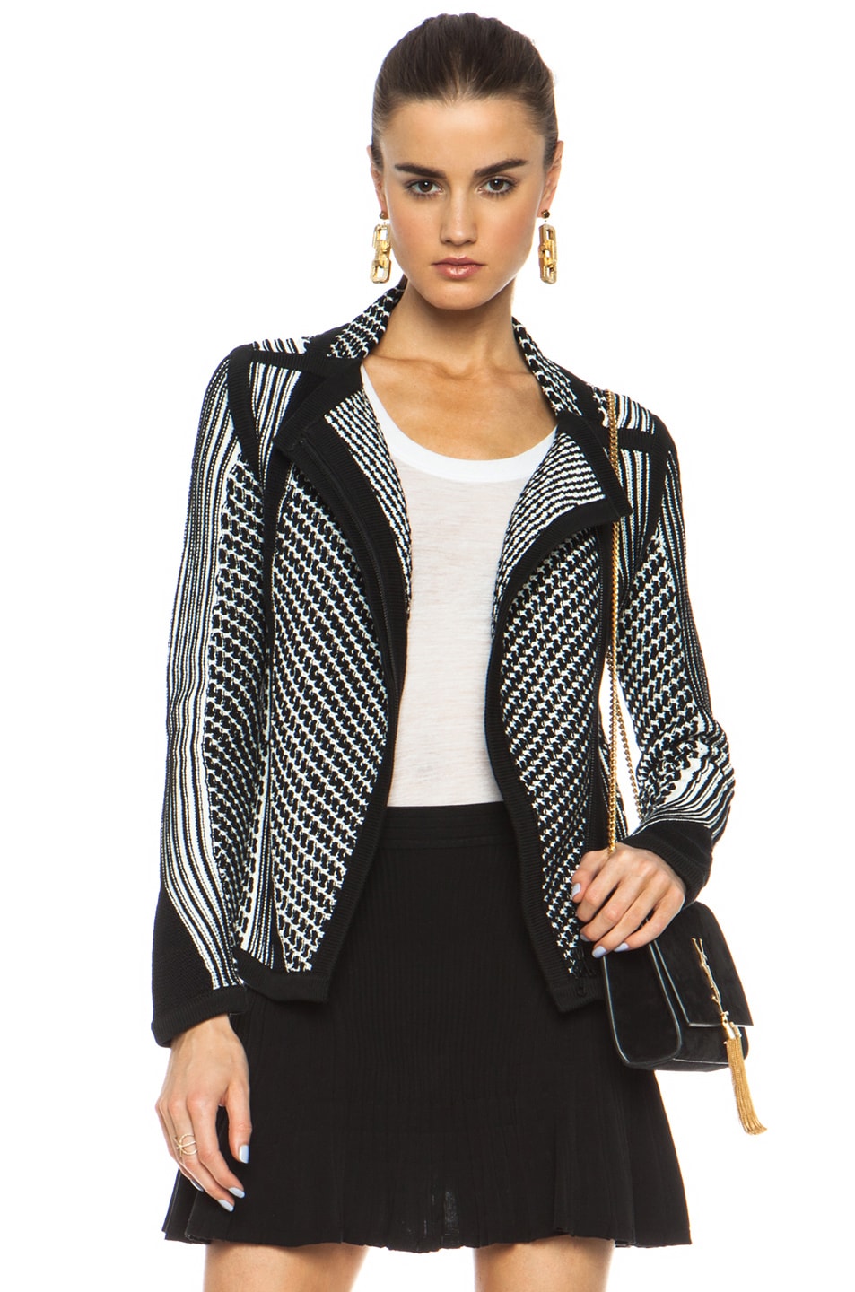 Image 1 of Ohne Titel Reverse Stripe Knit Jacket in Black & White