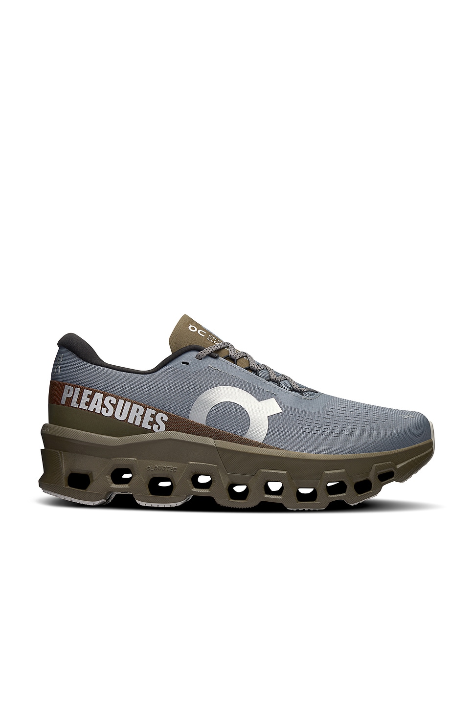 Image 1 of On x Pleasures & The Loop Cloudmonster 2 in Mist Olive