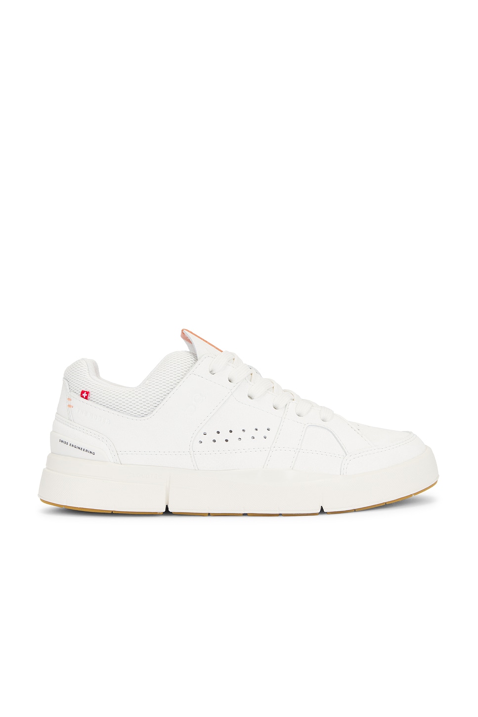 Shop On The Roger Clubhouse Sneaker In White & Flamingo