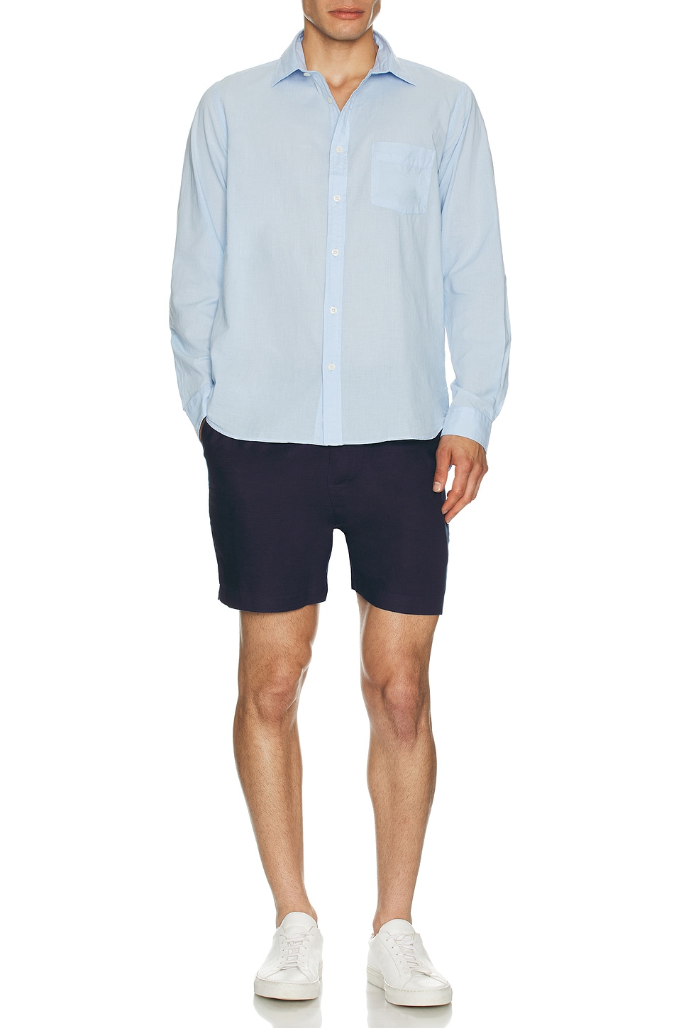 Image 1 of onia Air Linen Pull-On Shorts 6" in Deep Navy
