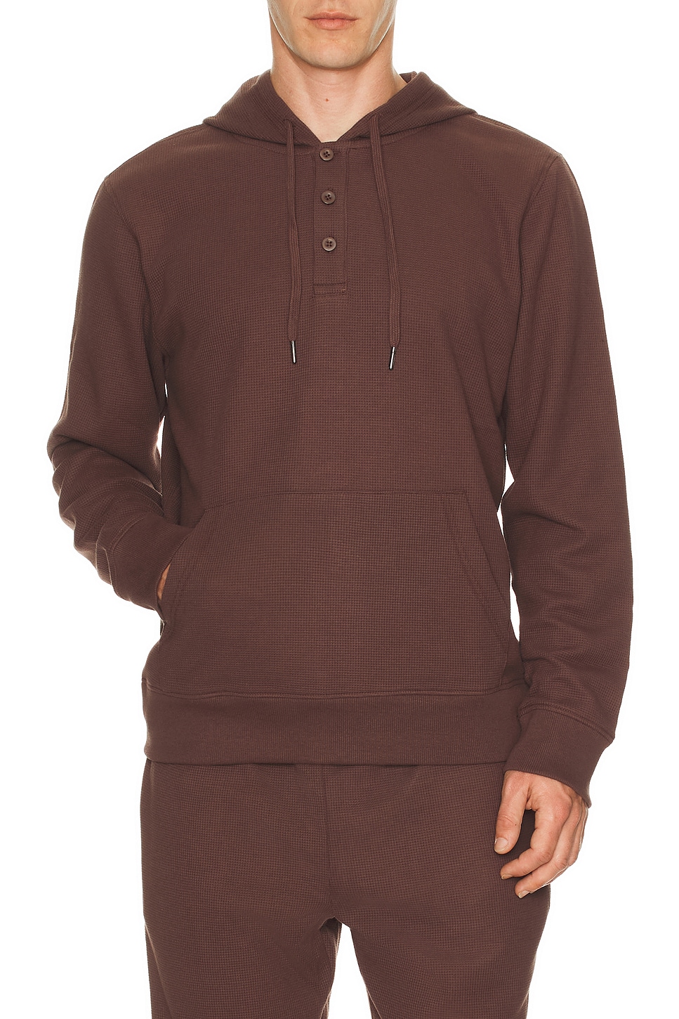 Image 1 of onia Waffle Half Button Hoodie in Java