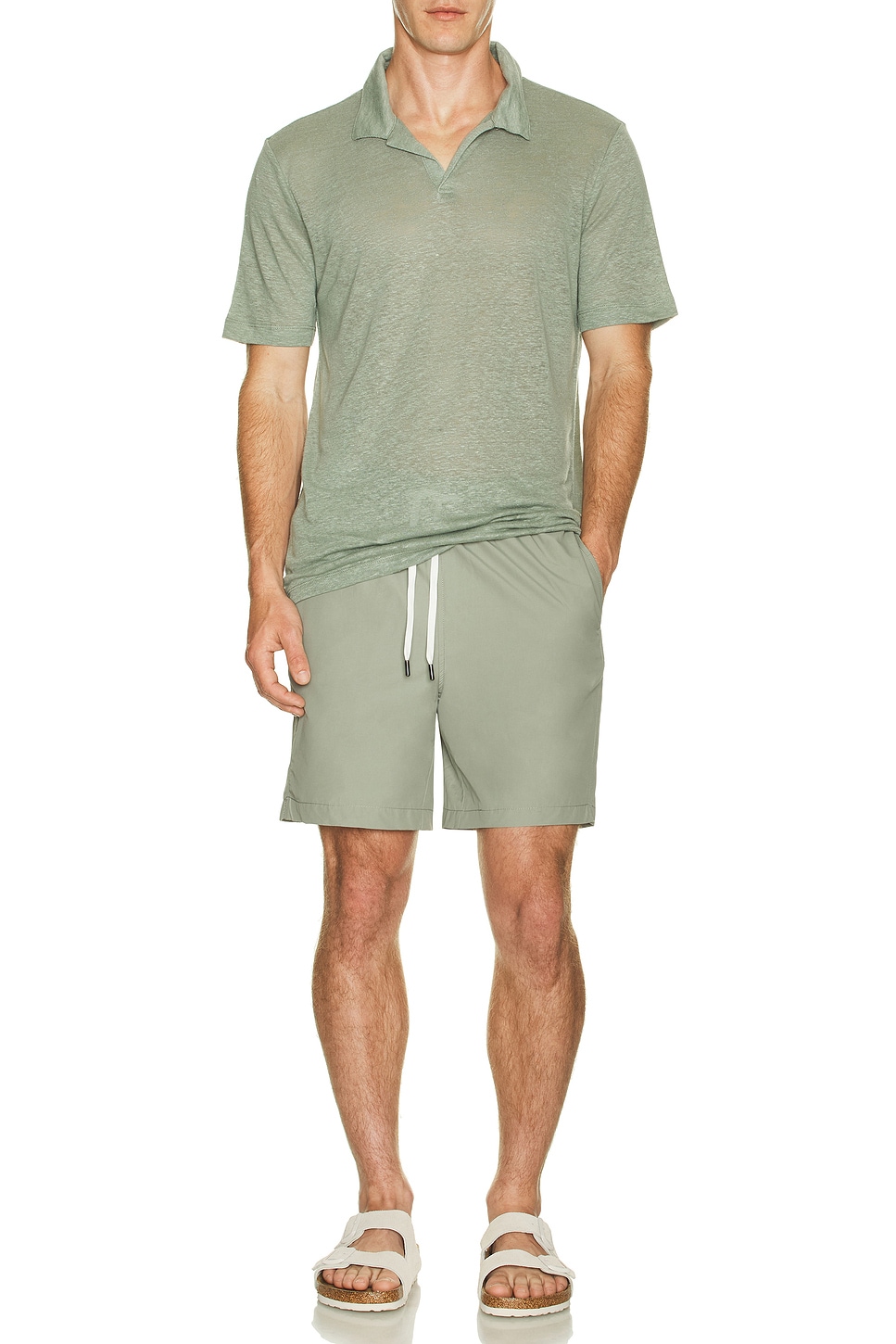 Image 1 of onia Shaun Linen Polo in Sage