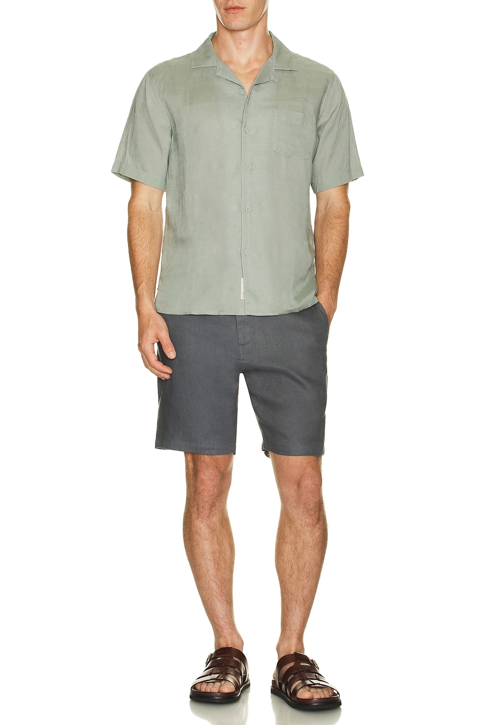 Image 1 of onia Air Linen Convertible Vacation Shirt in Sage