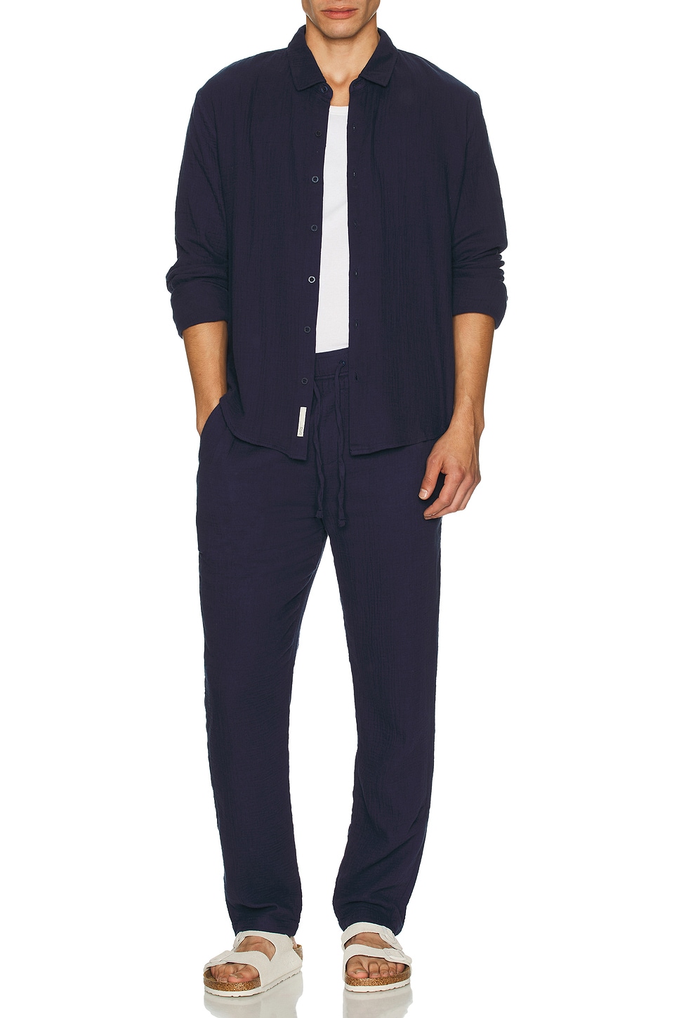 Image 1 of onia Cotton Gauze Long Sleeve Shirt in Deep Navy