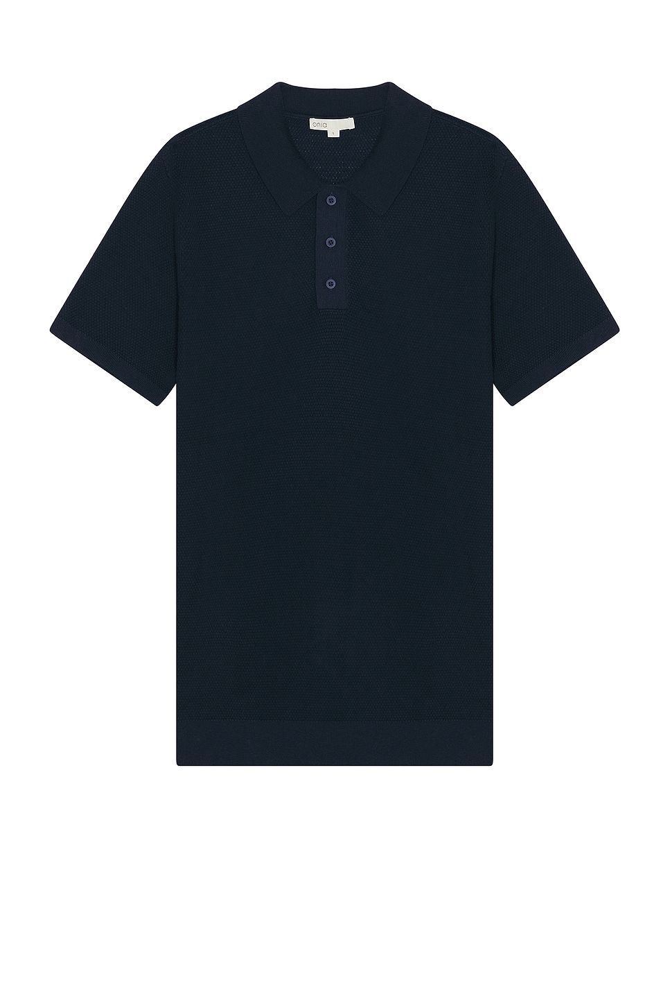 Cotton Textured Knit Polo in Blue