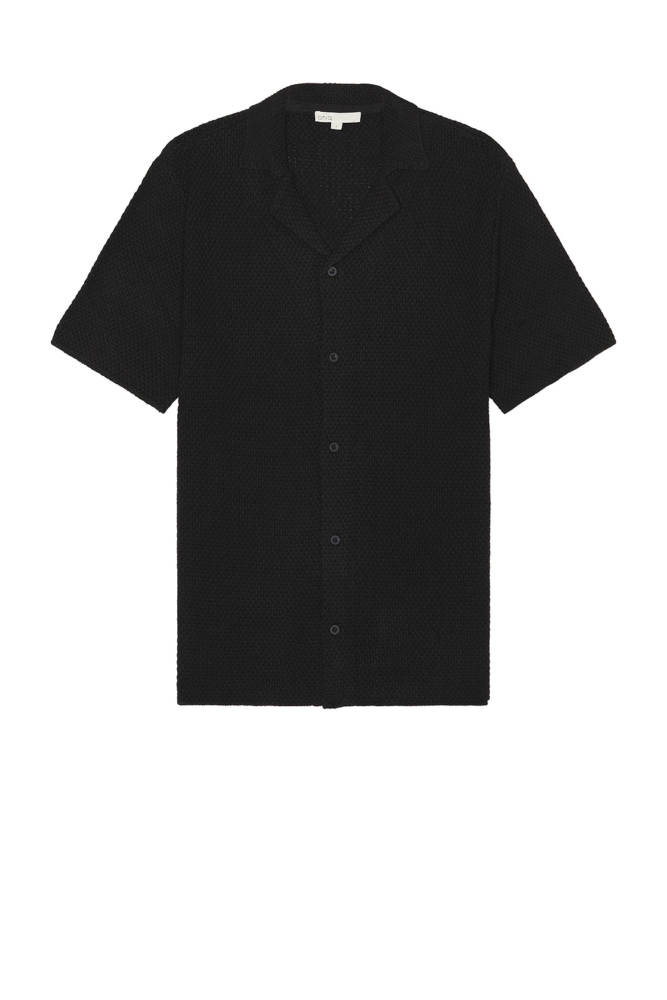 Cotton Textured Camp Shirt in Black