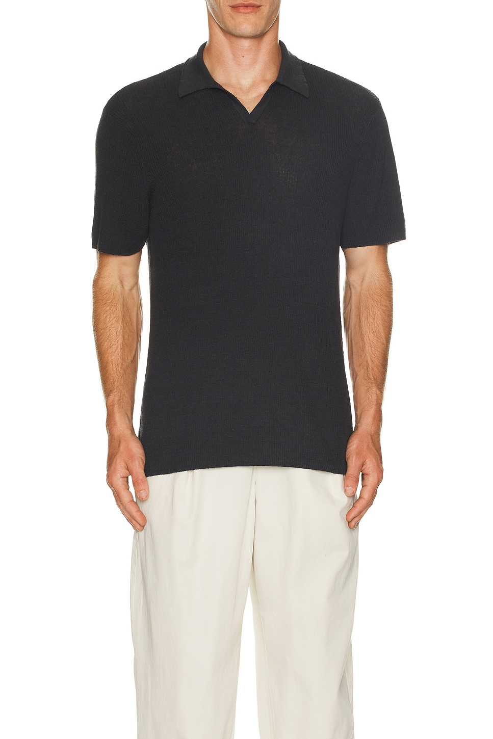 Image 1 of onia Johnny Collar Ribbed Polo in Gunmetal