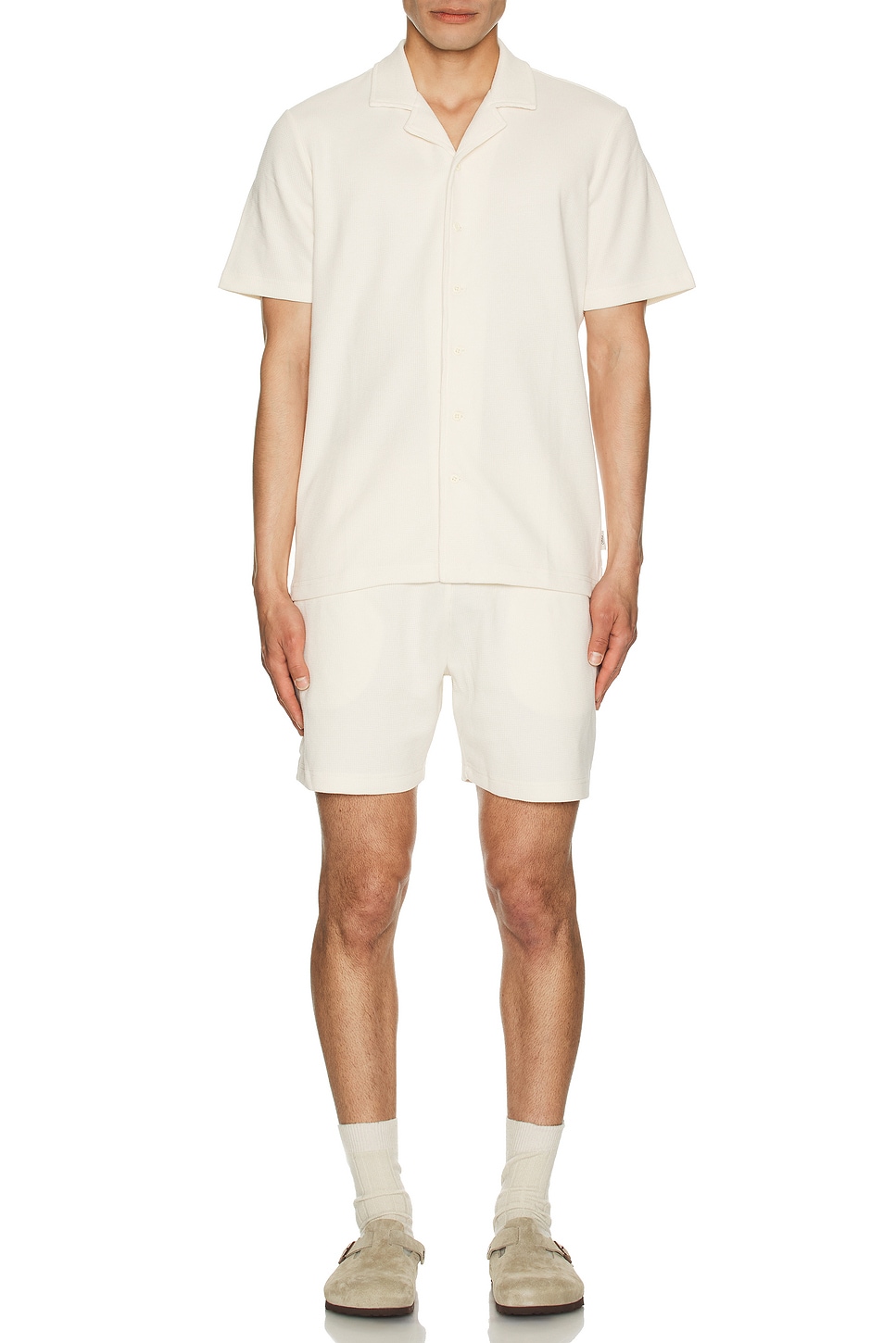 Image 1 of onia Macro Waffle Vacation Shirt in Salt