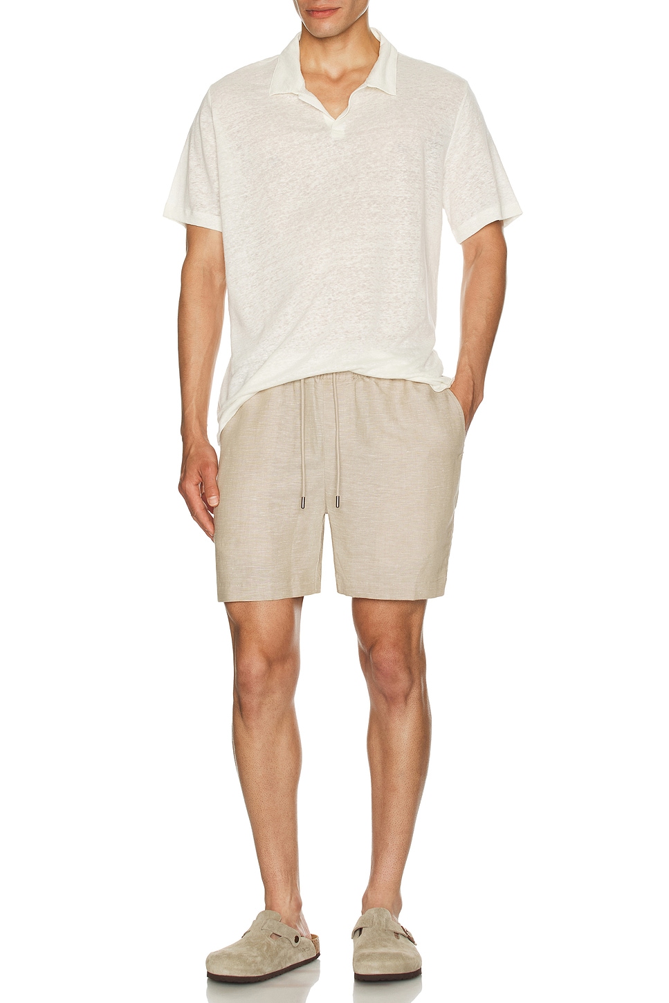 Image 1 of onia Shaun Linen Polo in White