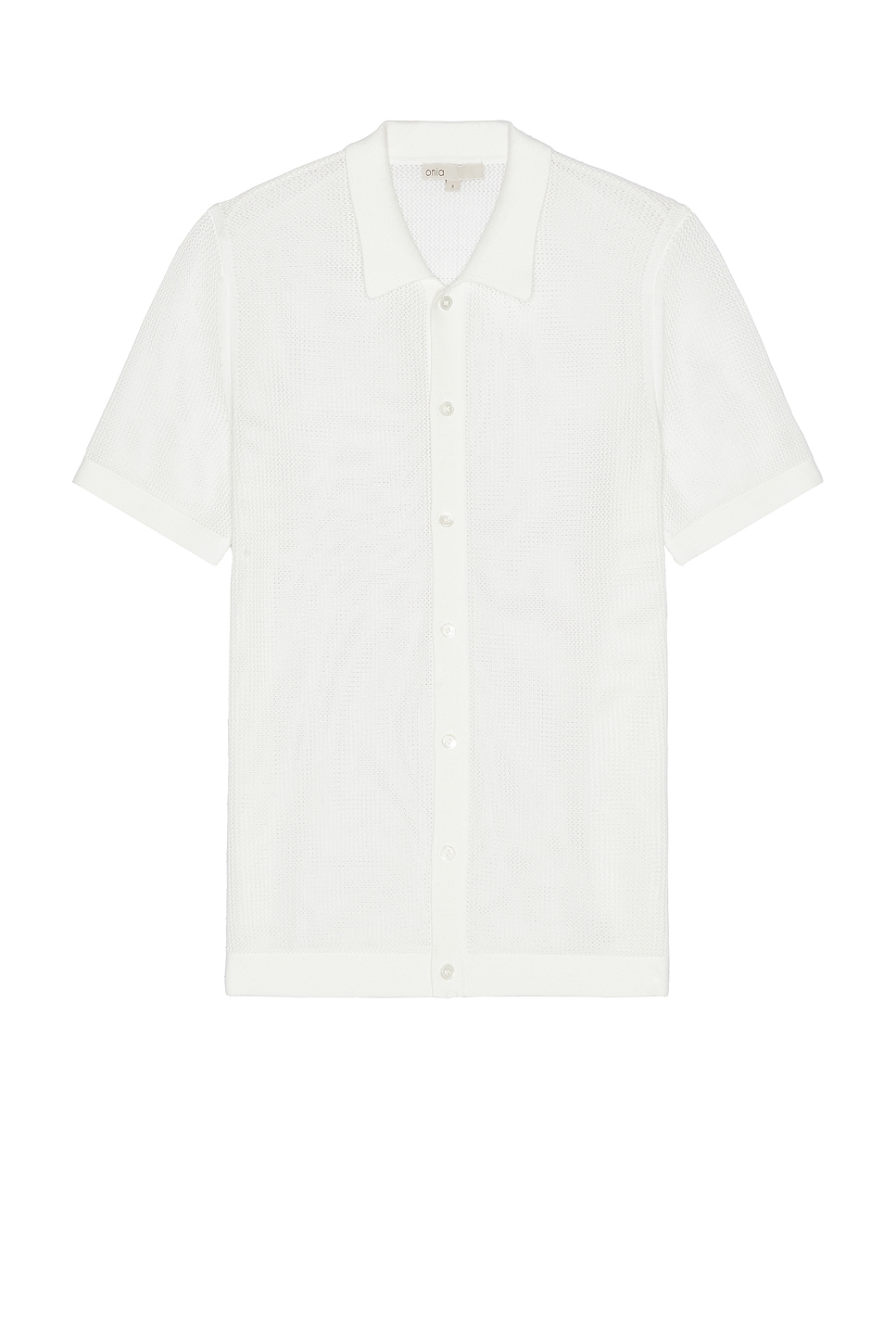 Crochet Knit Button Up Shirt in White
