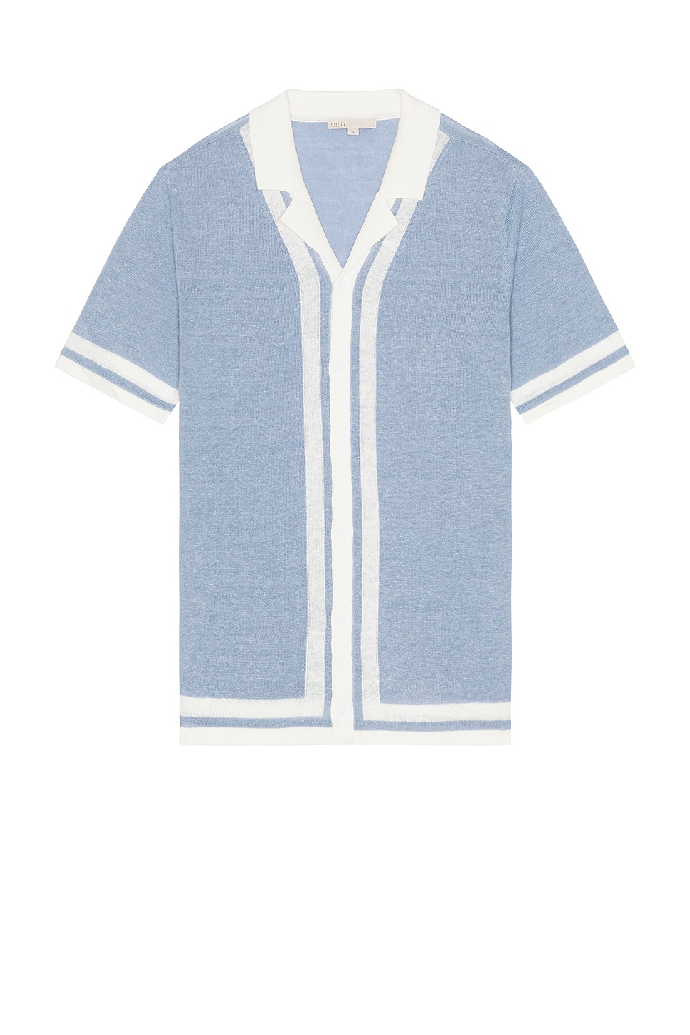 Linen Knit Camp Shirt in Blue