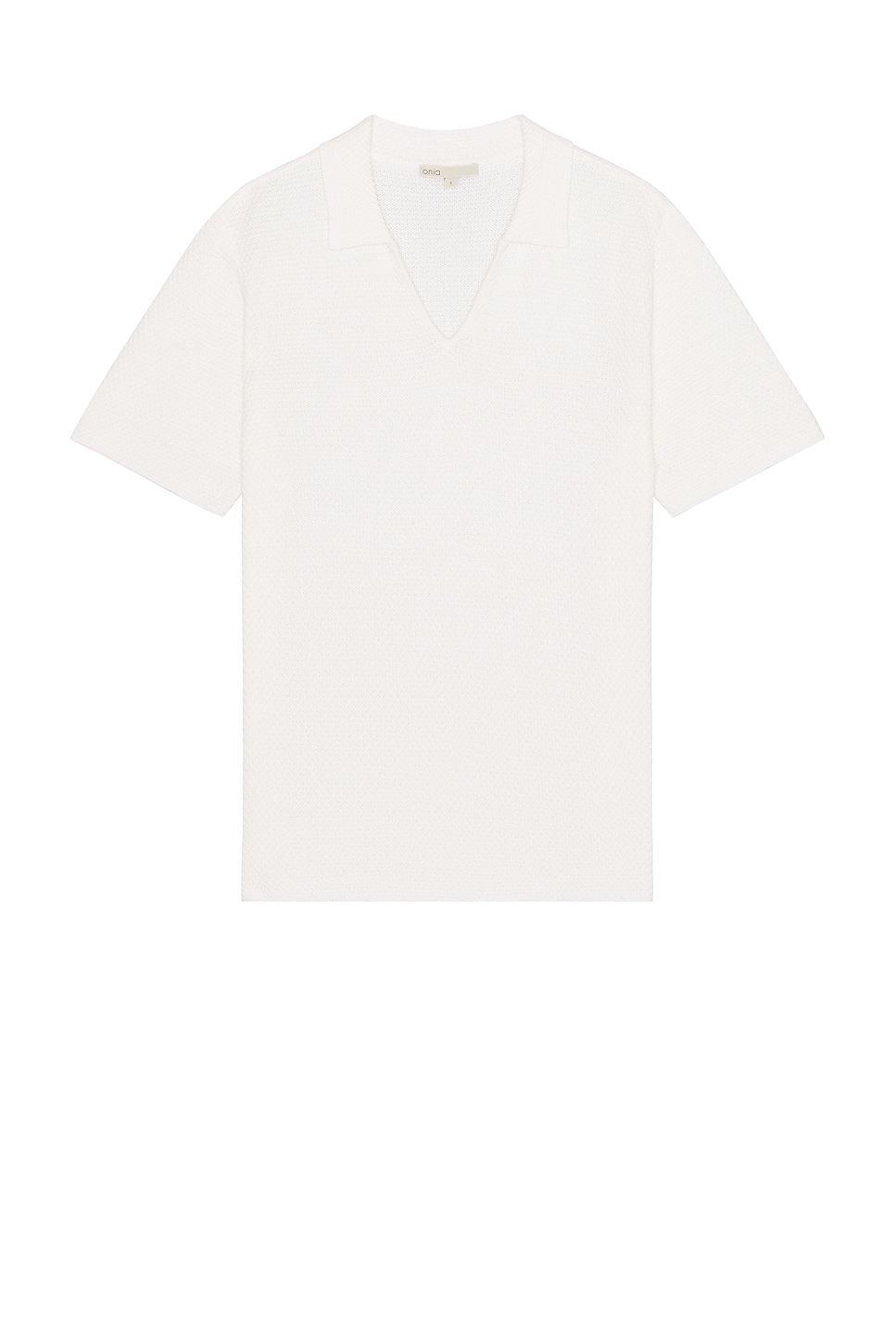 Cotton Crochet Johnny Collar Polo in White