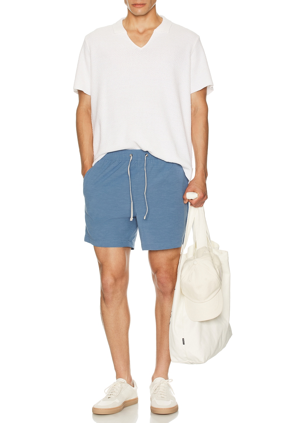 Image 1 of onia Cotton Crochet Johnny Collar Polo in White