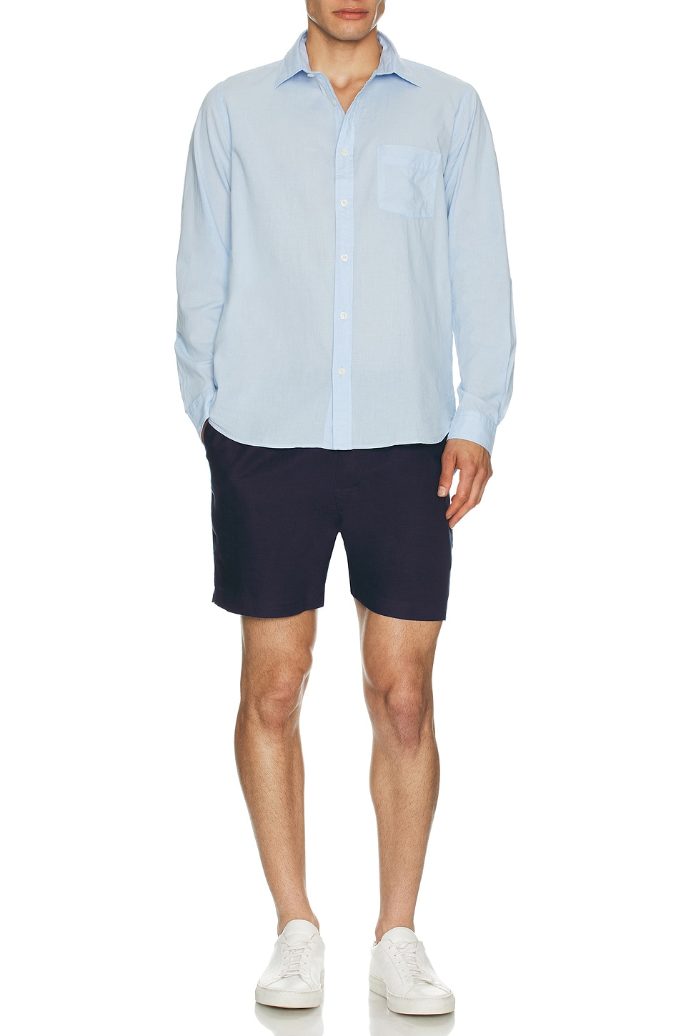 Image 1 of onia Garment Dye Cotton Voile Shirt in Light Blue