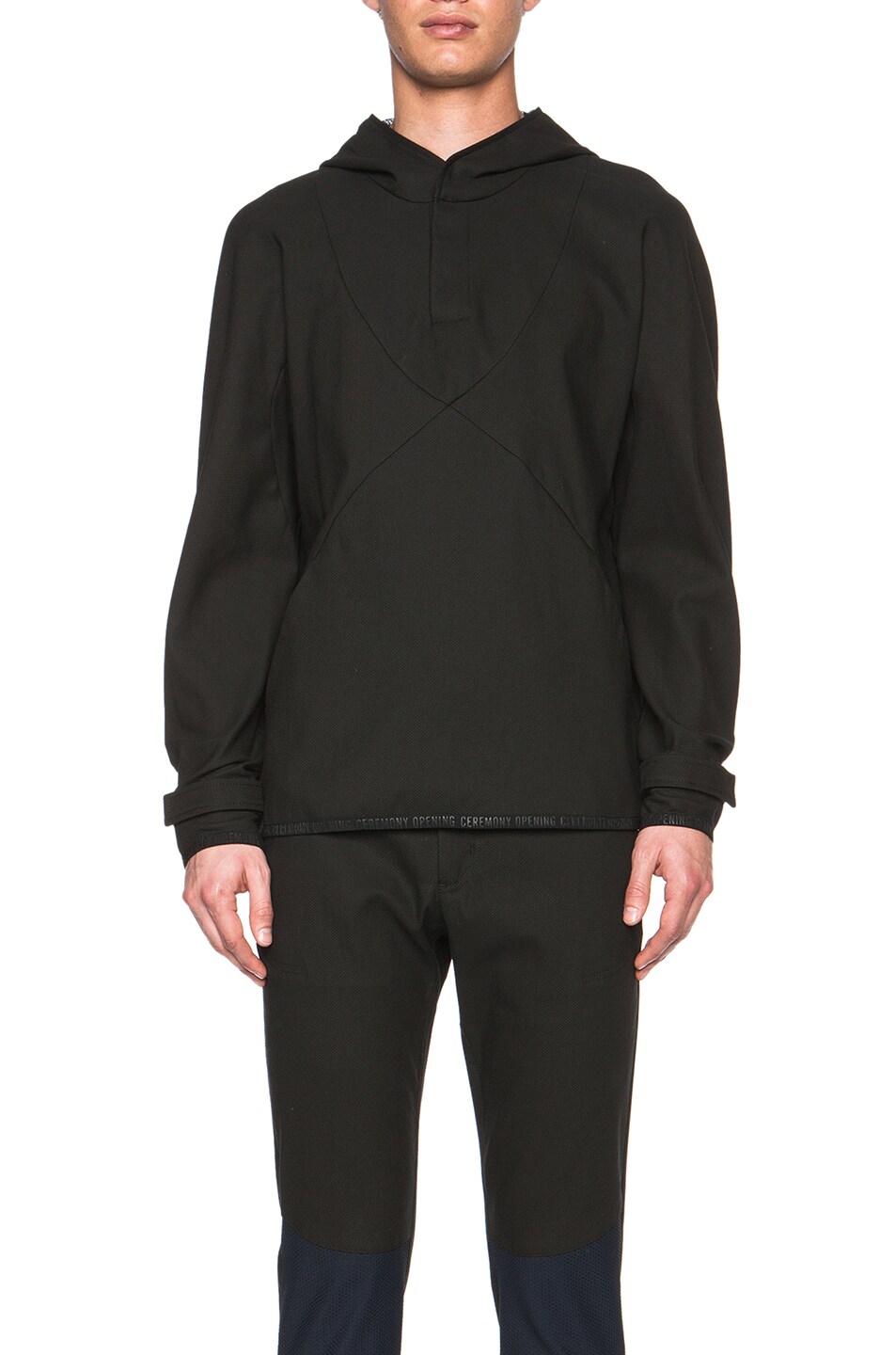 Image 1 of Opening Ceremony Pique Hooded Tidal Pullover in Black