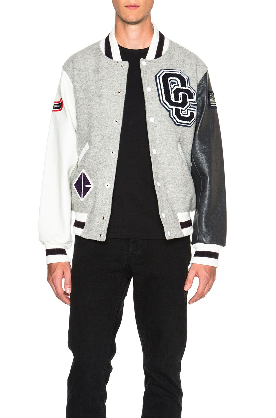 Image 1 of Opening Ceremony Classic Varsity Jacket in Light Grey Multi