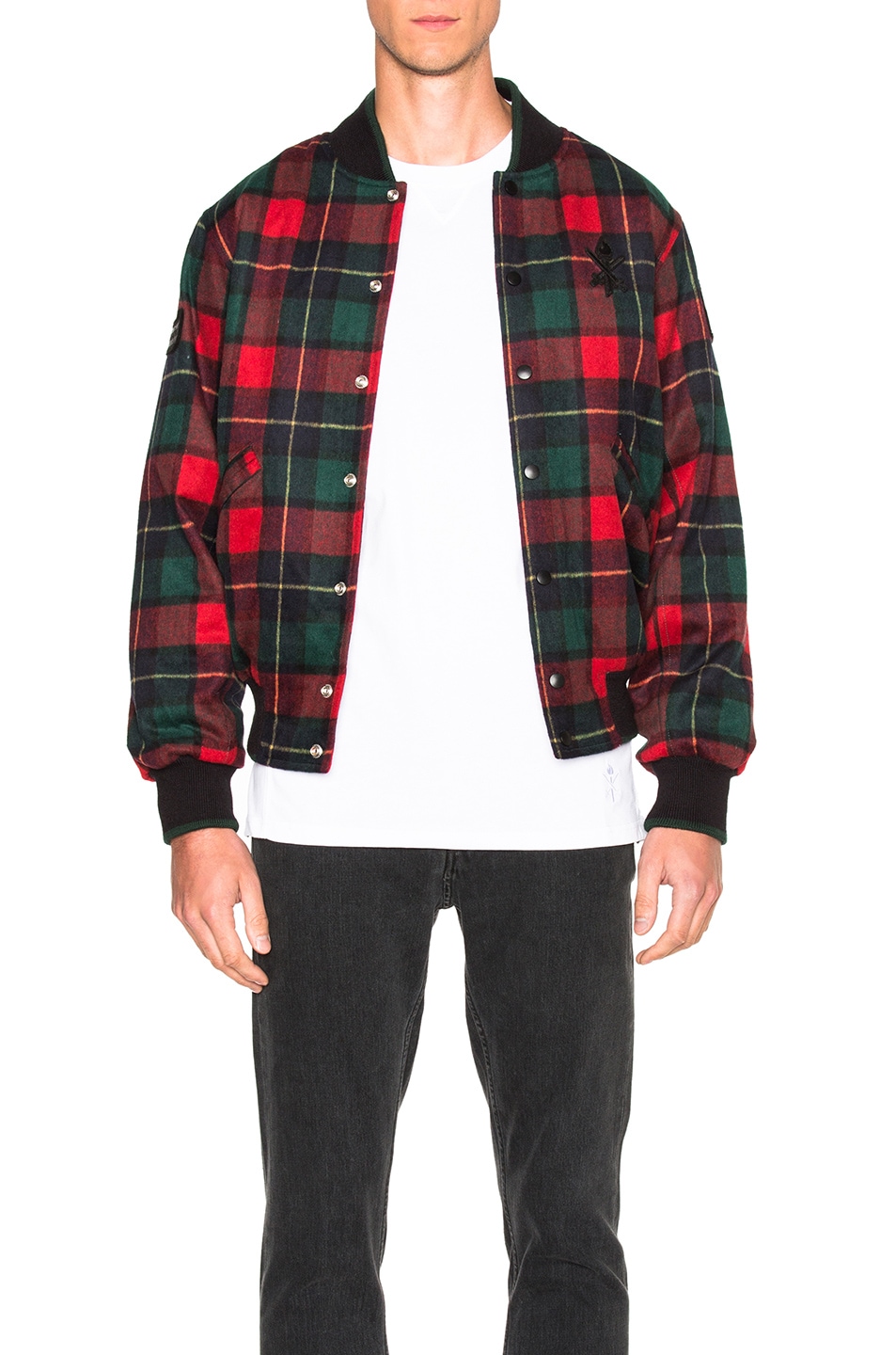 Image 1 of Opening Ceremony Plaid Varsity Jacket in Red Multi