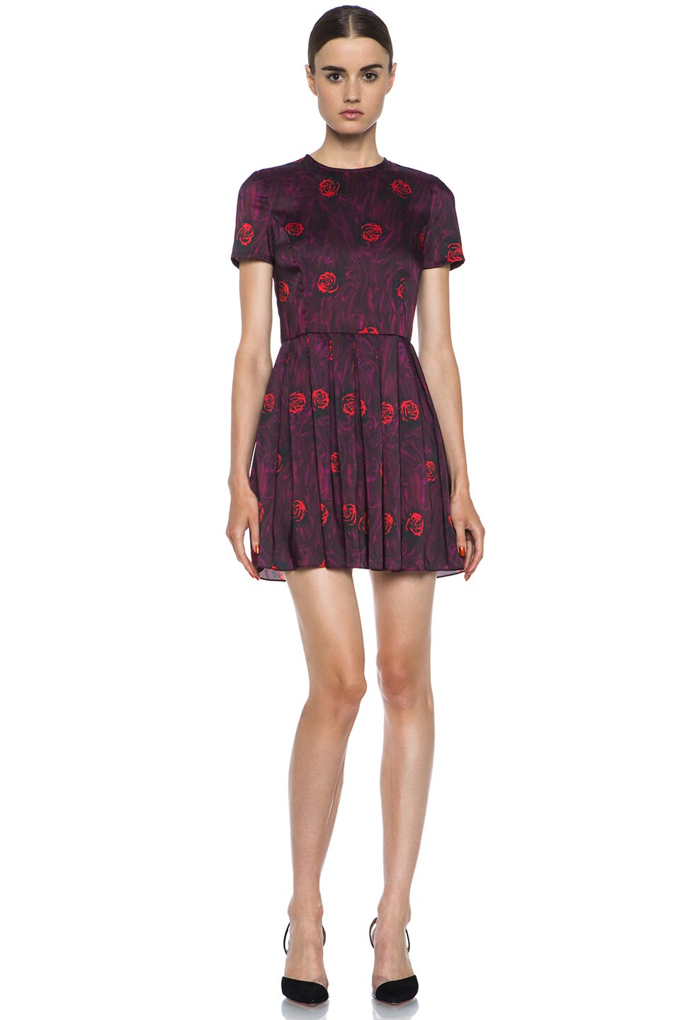 Image 1 of Opening Ceremony Lizzy Poly Pleated Dress in Red