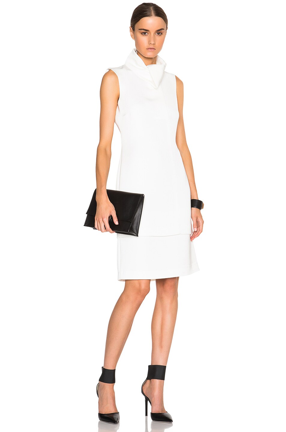 Image 1 of Opening Ceremony Oris Twill Funnel Neck Sleeveless Dress in White