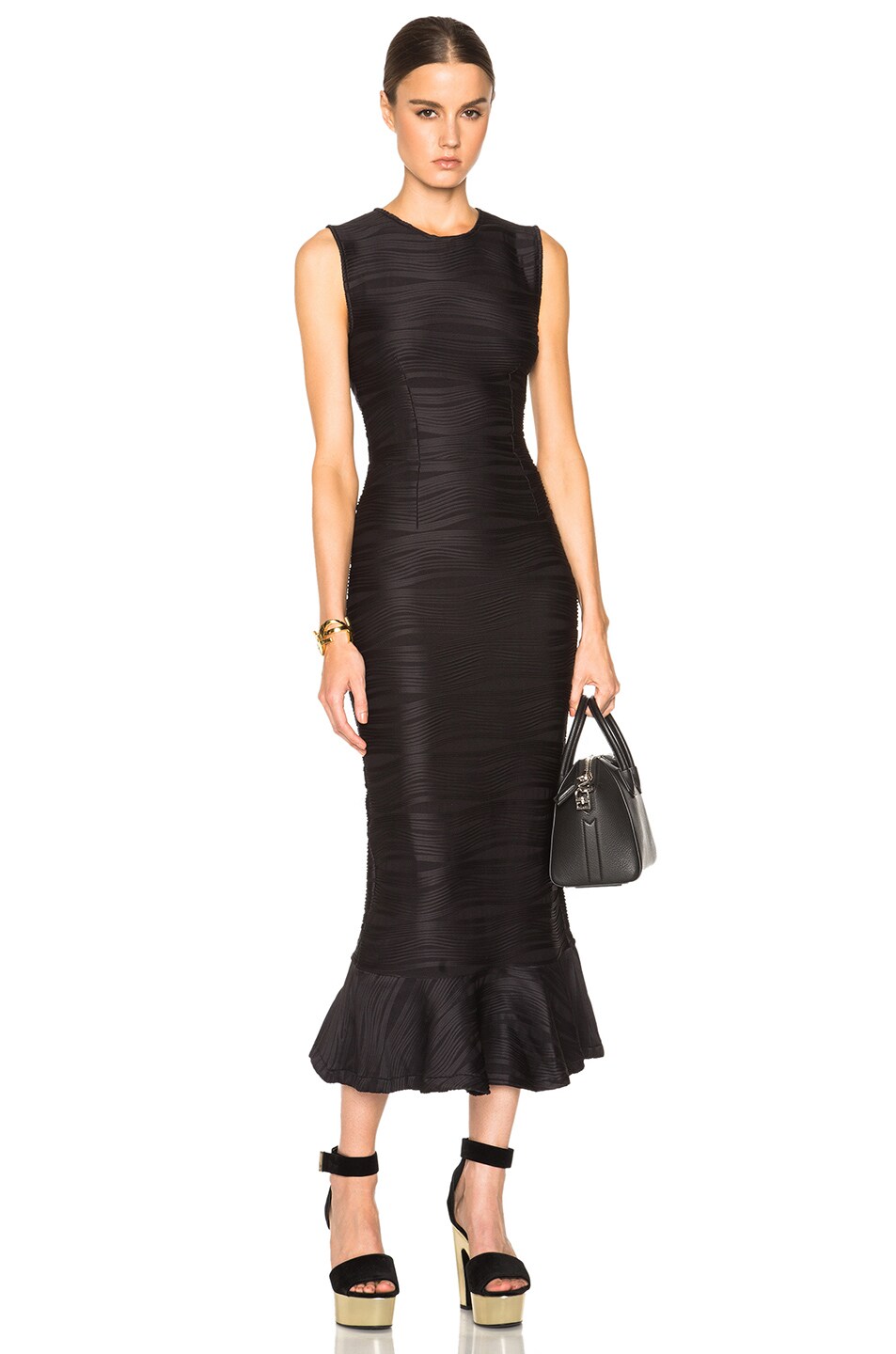 Image 1 of Opening Ceremony Wavy Stripe Maxi Dress in Black