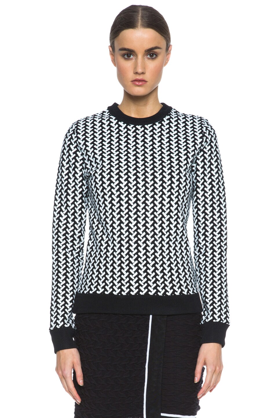 Image 1 of Opening Ceremony Calyx Cotton-Blend Sweatshirt in Black & White
