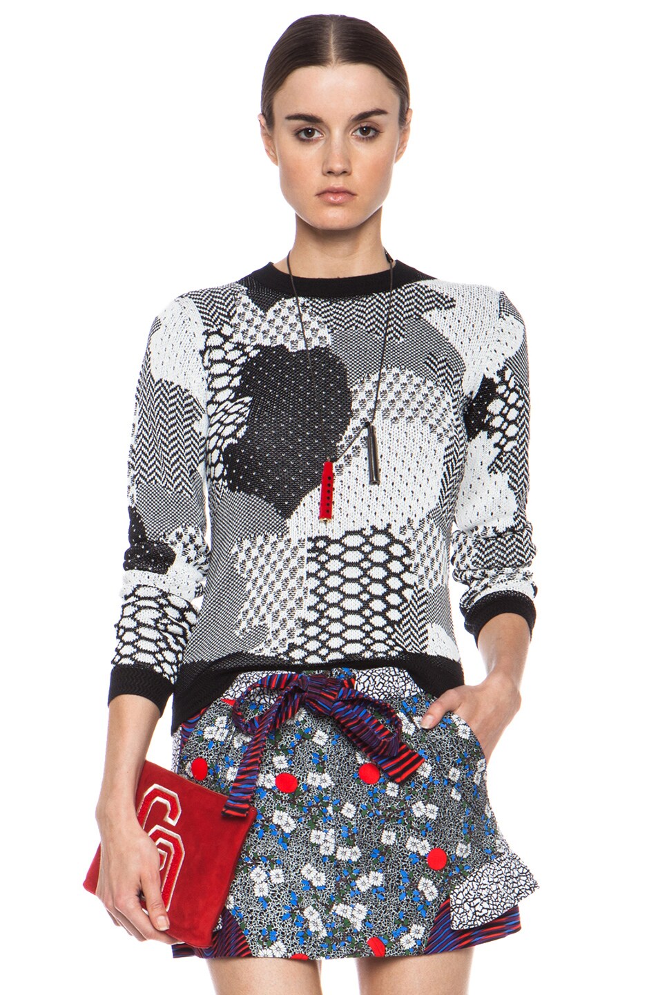 Image 1 of Opening Ceremony Abstract Jacquard Crewneck in Black Multi