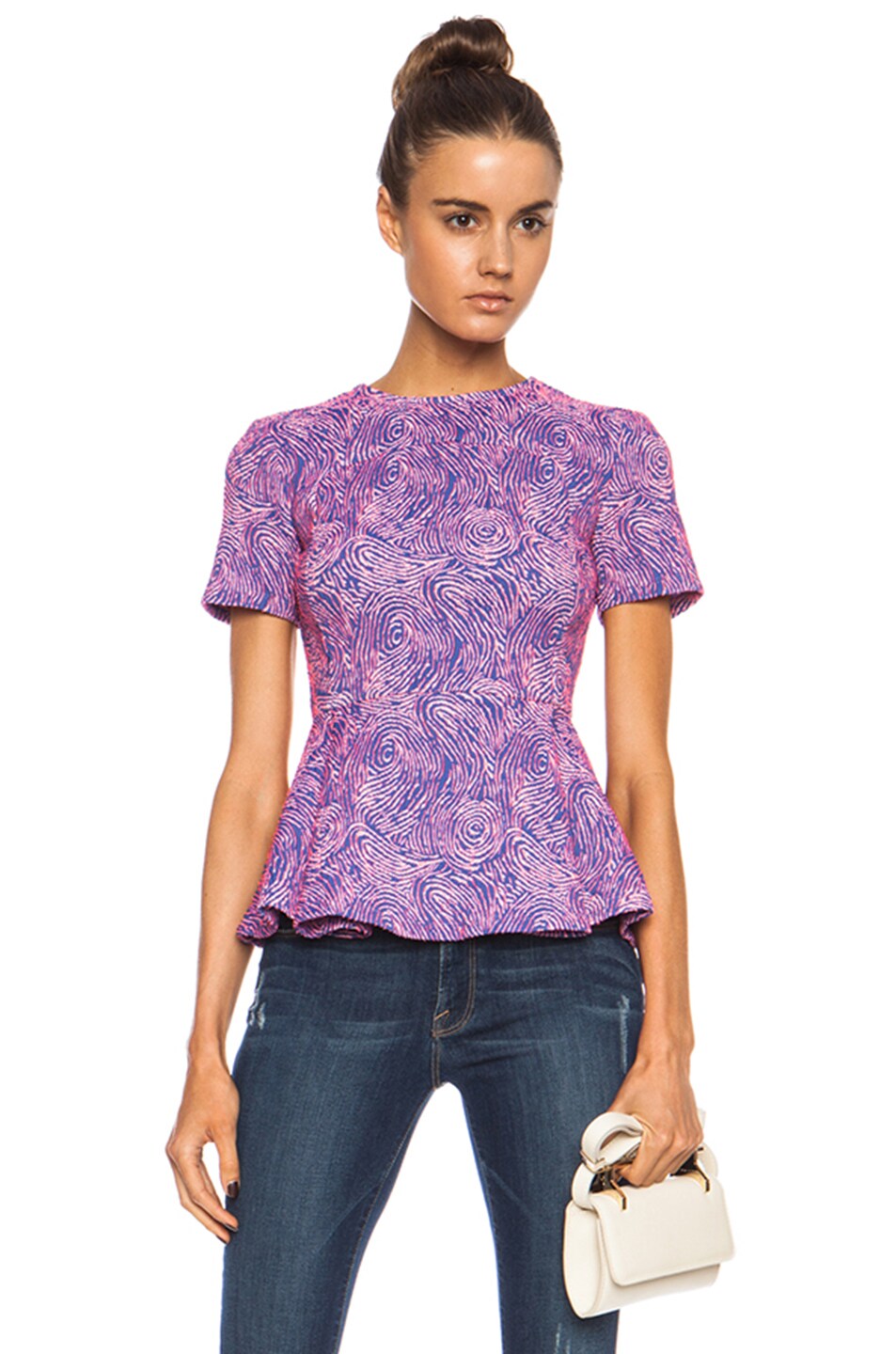 Image 1 of Opening Ceremony Swirl Cascade Poly-Blend Top in Petal Pink Multi