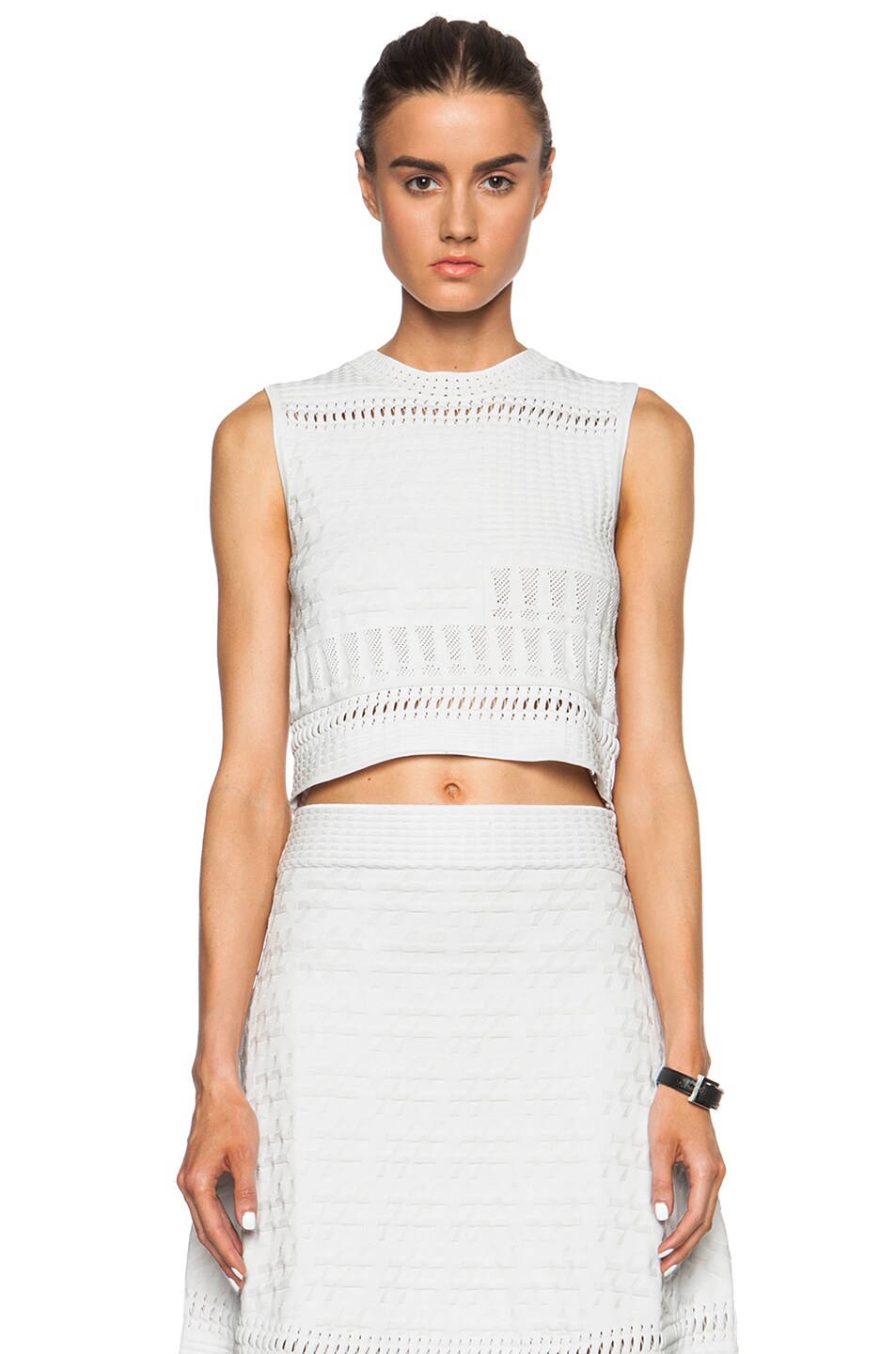 Image 1 of Opening Ceremony Ascii Viscose-Blend Crop Top in White
