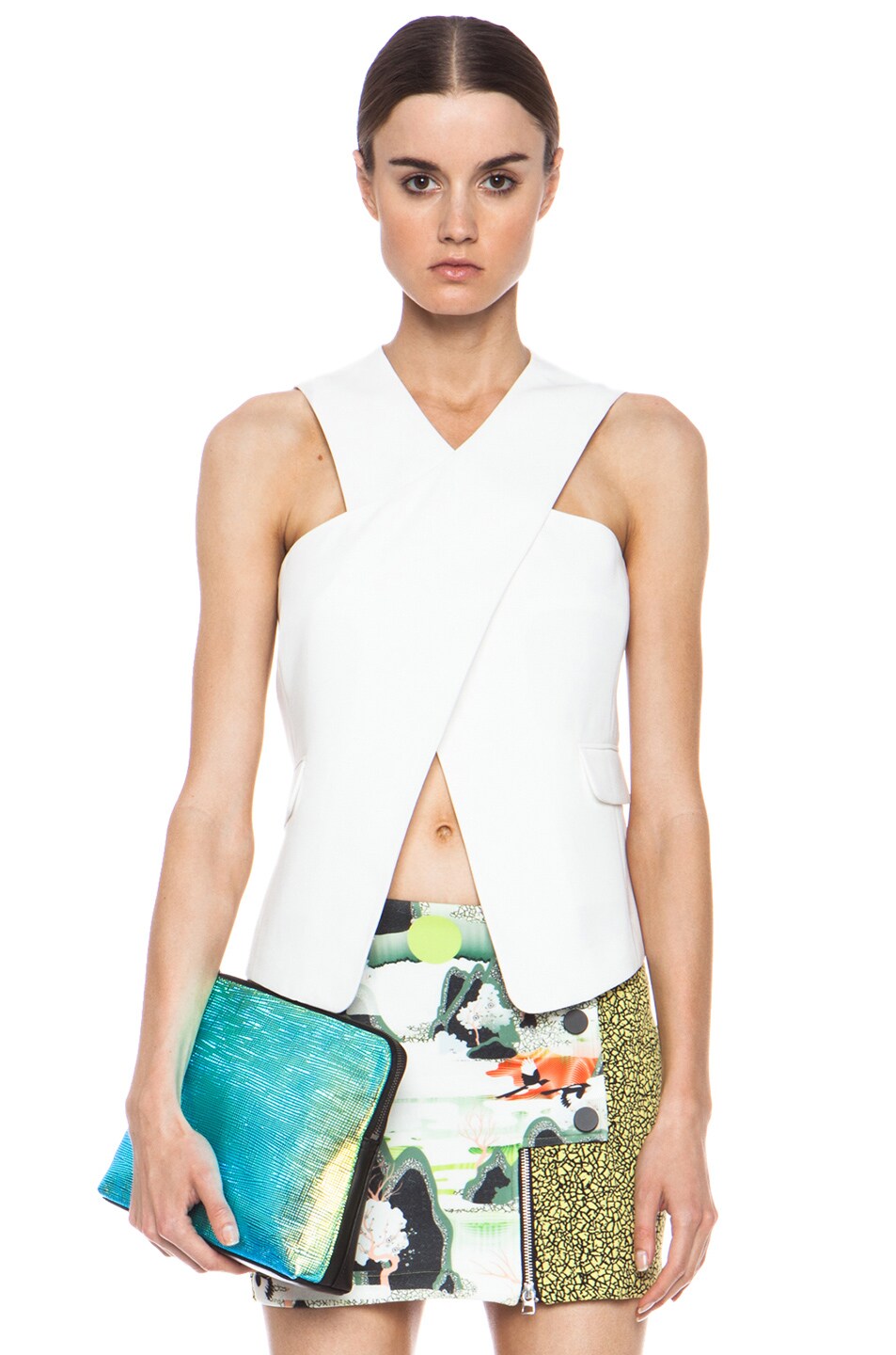 Image 1 of Opening Ceremony Celia Cross Front Crepe Top in White