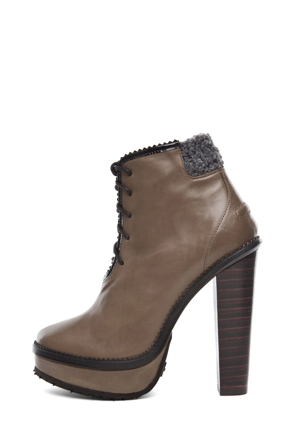 Image 1 of Opening Ceremony Laetitia Lace Up Bootie in Olive