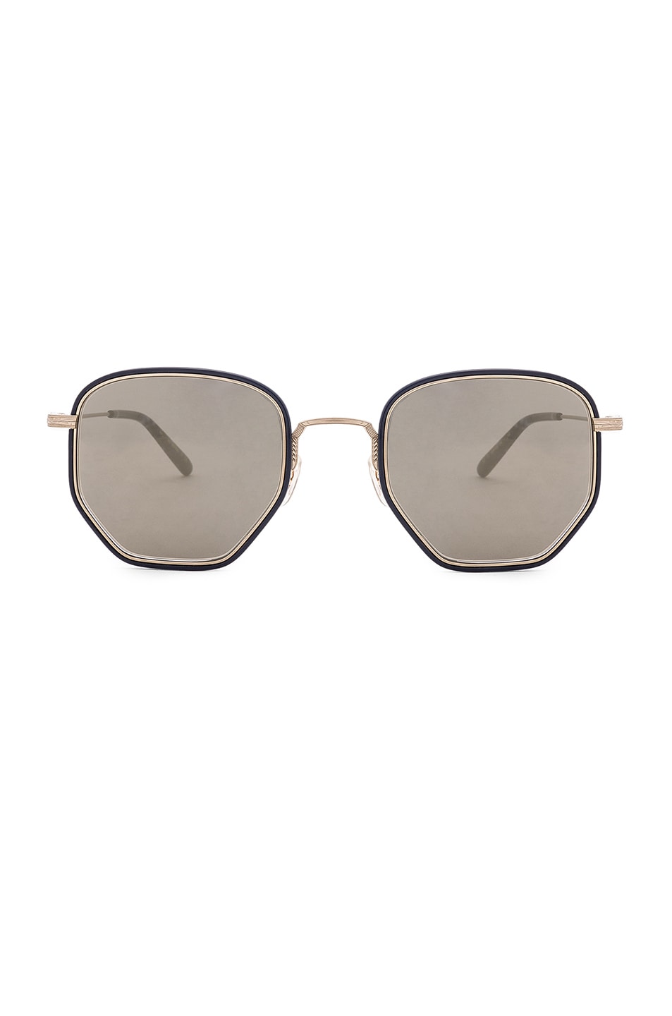 Image 1 of Oliver Peoples Alland in Navy, Brushed Gold & Grey Gold-Tone