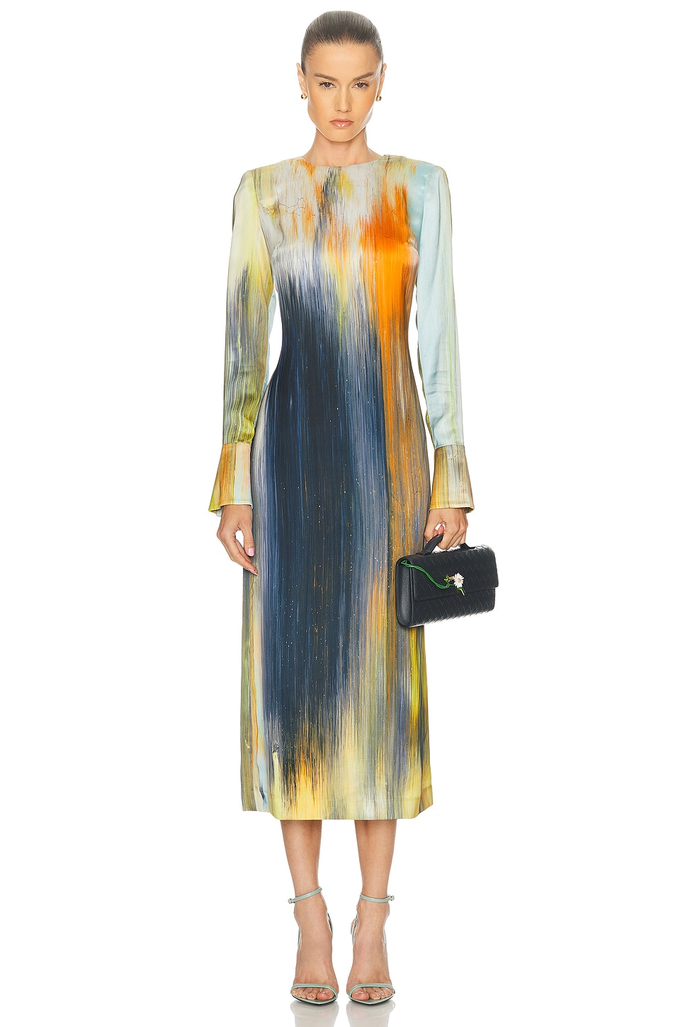 Image 1 of Oscar de la Renta Long Sleeve Marocaine Dress in Calendula Multi