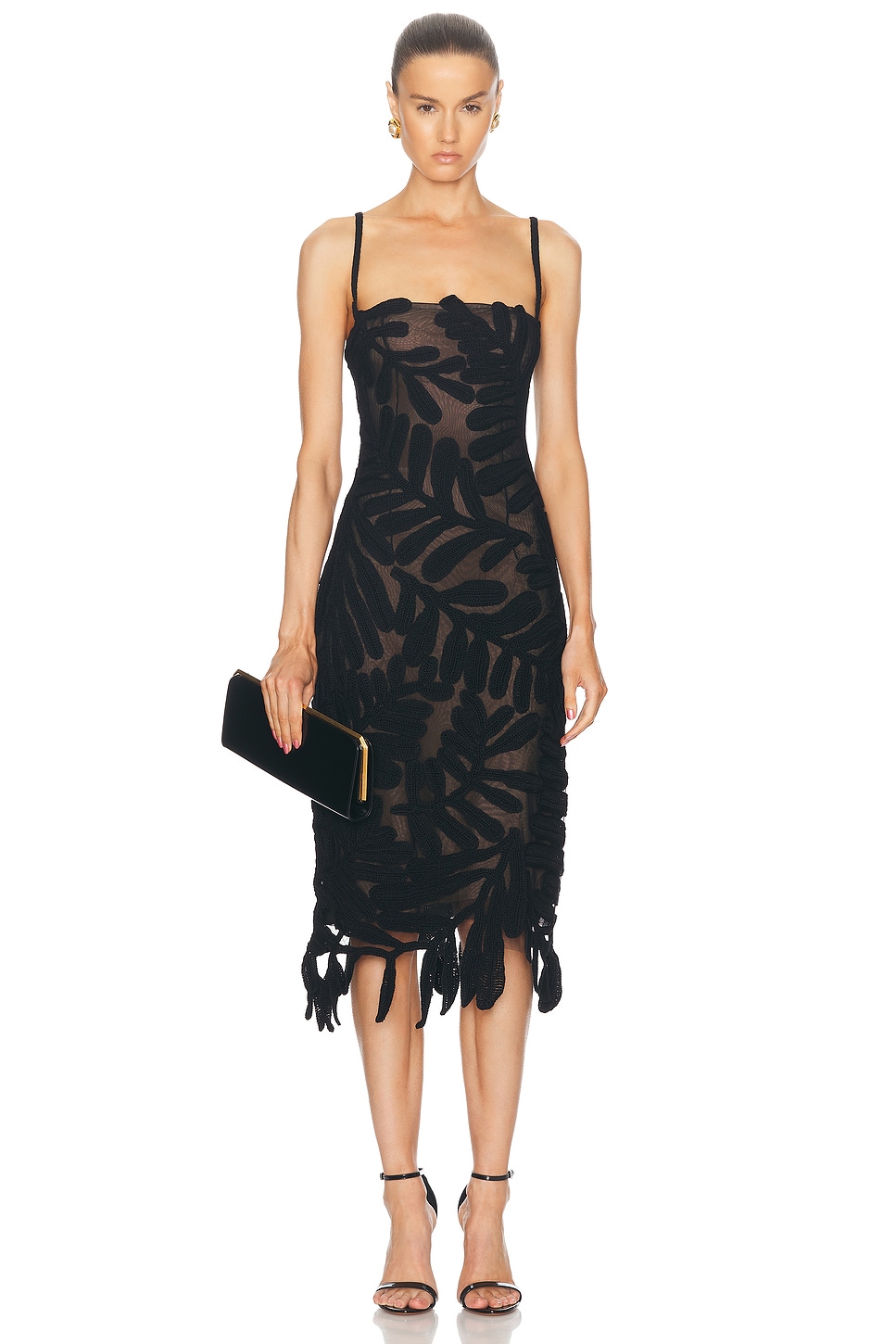 Shop Oscar De La Renta Sleeveless Midi Dress In Black